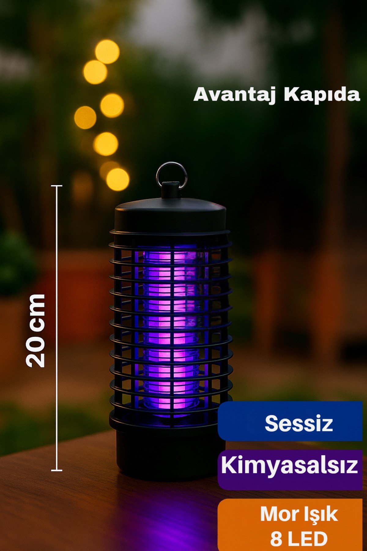 Şok Etkili Sinek/sivrisinek Öldürücü 20cm Sessiz Kimyasalsız Mor Işık 1.2w 550v Kompakt Asılabilir