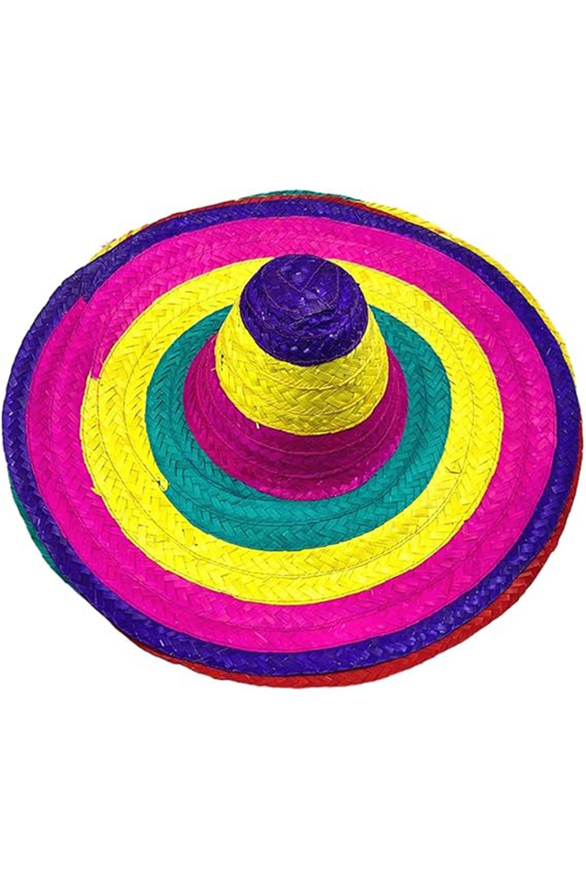 Sombrero Meksika Şapkası Renkli Örme Hasır Yetişkin Boy