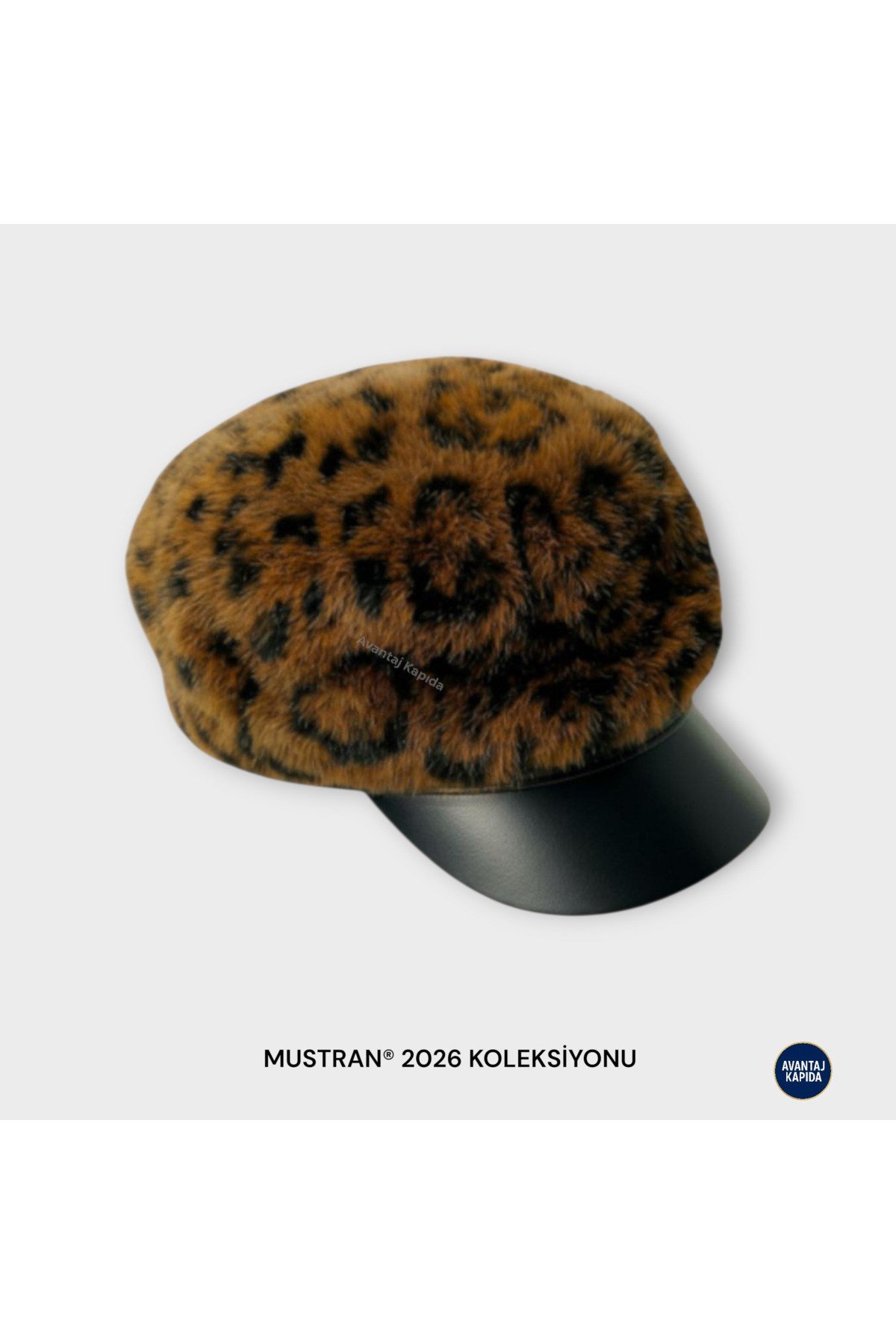 Suyutti Lüks Ayarlanabilir İthal Unisex Leopar Kürk Kaptan Şapkası - Siperli Kışlık Kasket