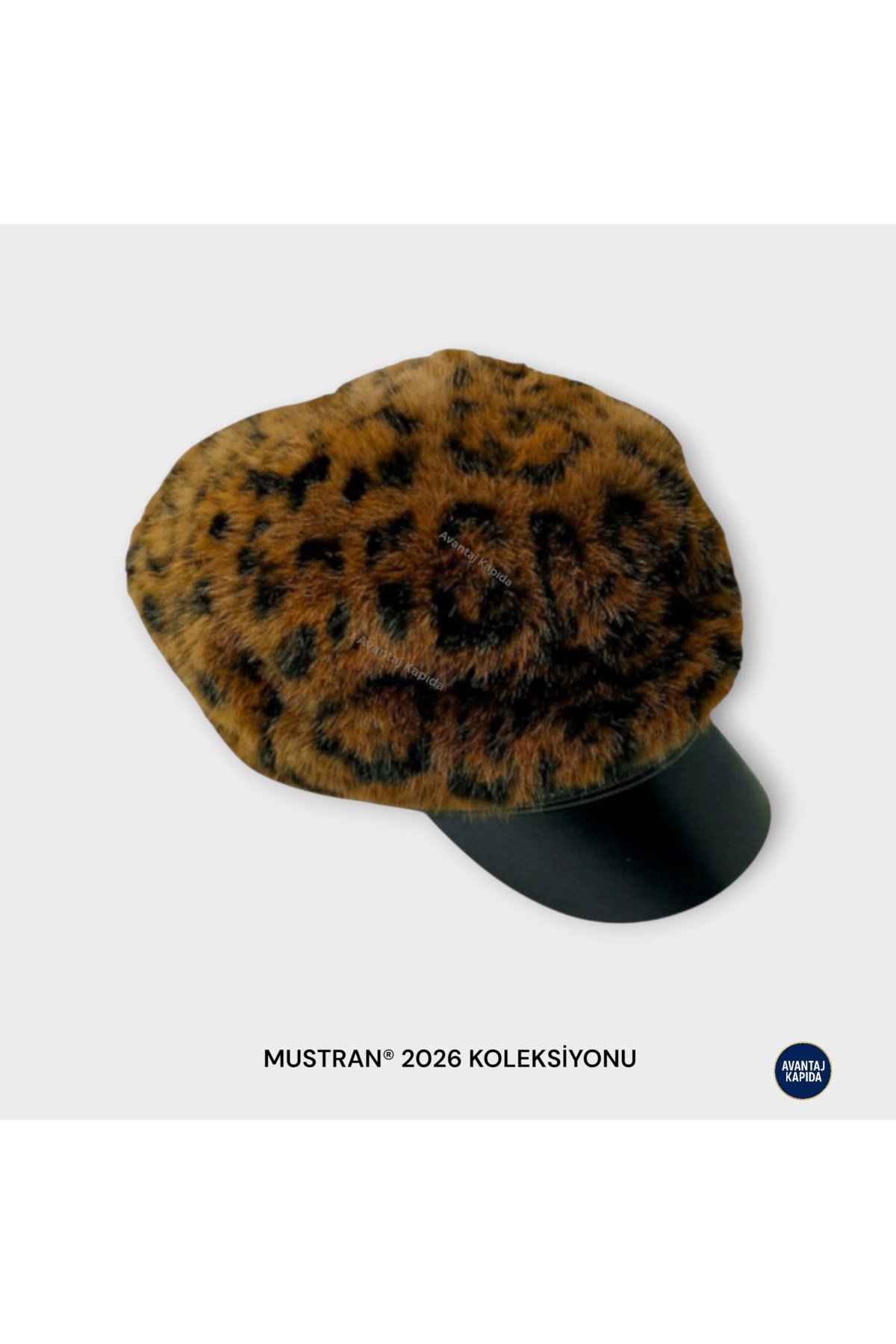 Suyutti Lüks Ayarlanabilir İthal Unisex Leopar Kürk Kaptan Şapkası - Siperli Kışlık Kasket