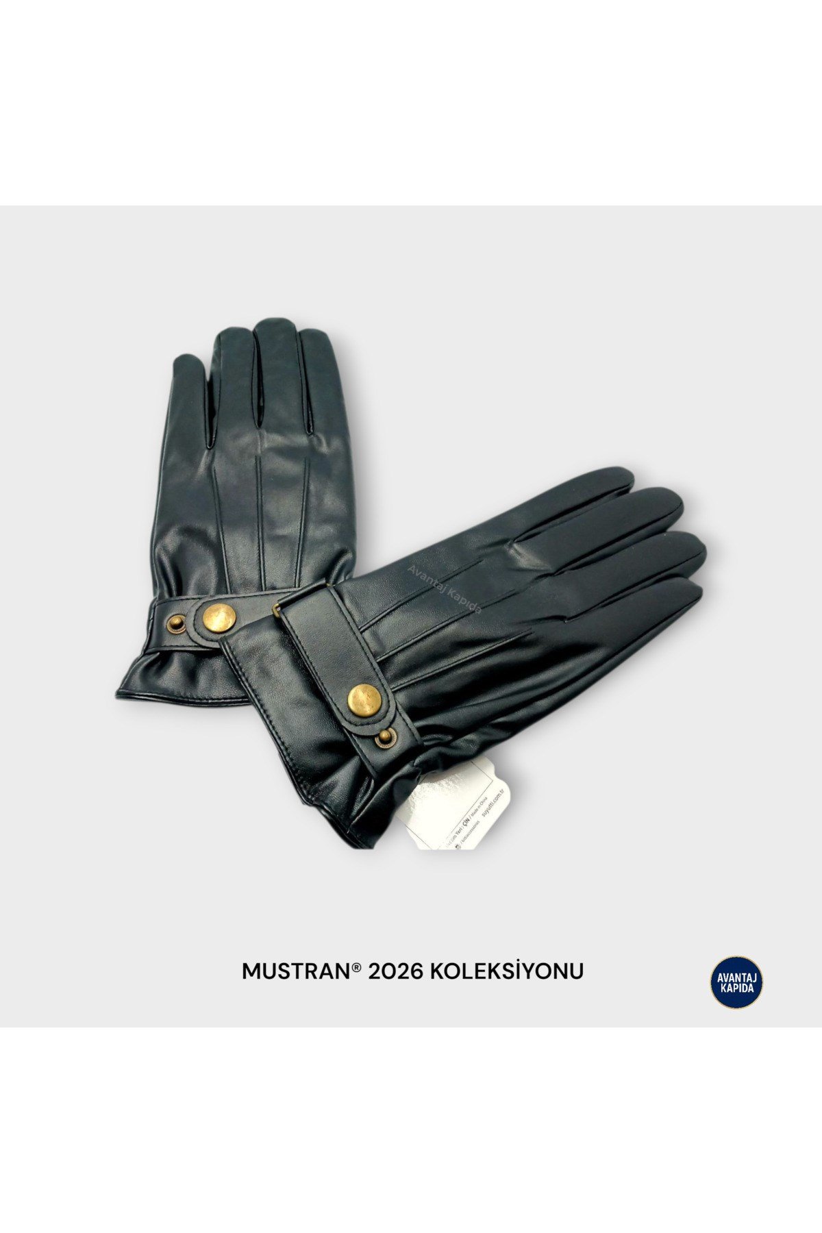 Suyutti /Unisex Siyah Deri Kürklü Eldiven - Fermuarlı, Tokalı Stil Detaylı Model