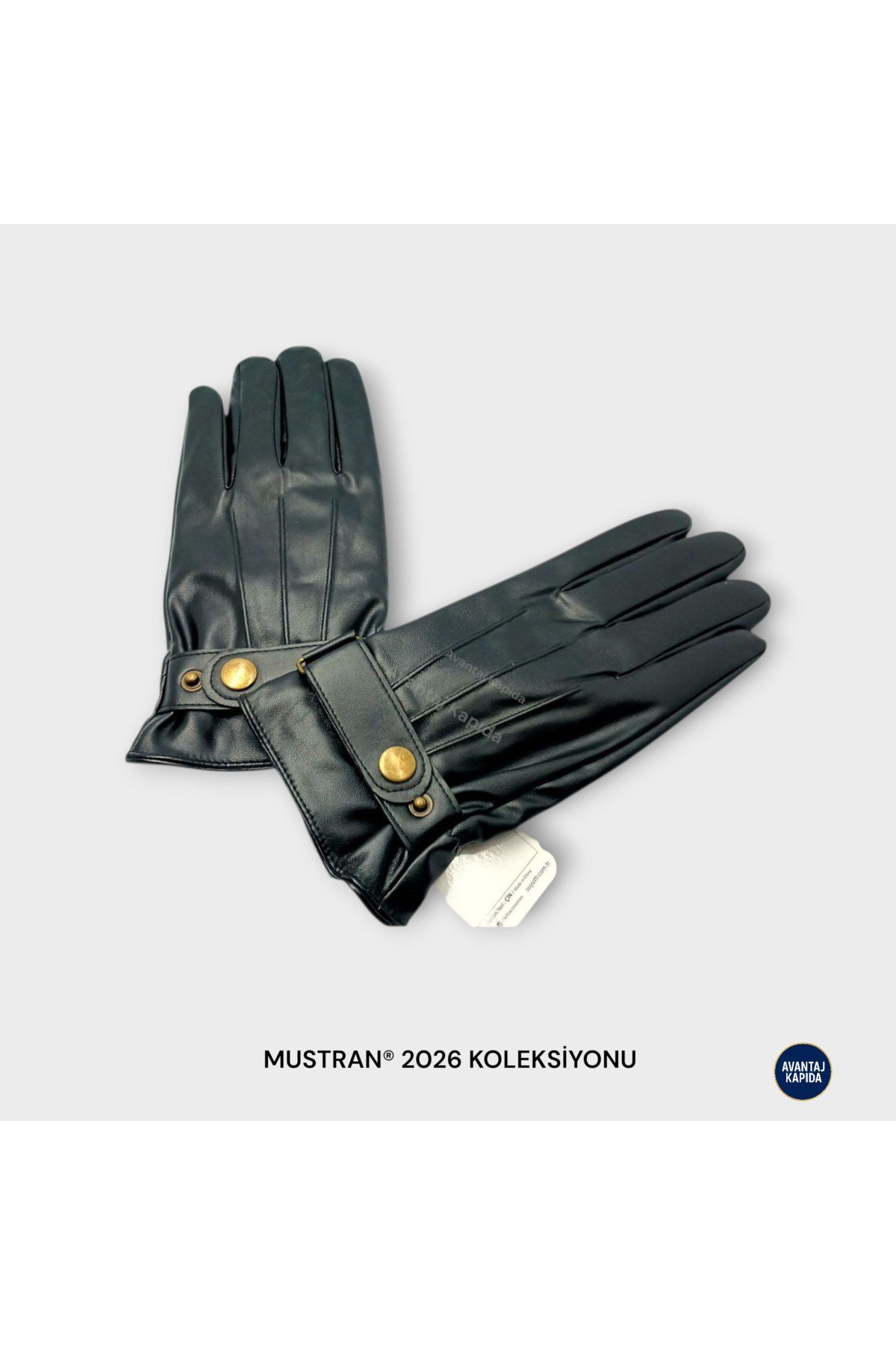 Suyutti /Unisex Siyah Deri Kürklü Eldiven - Fermuarlı, Tokalı Stil Detaylı Model