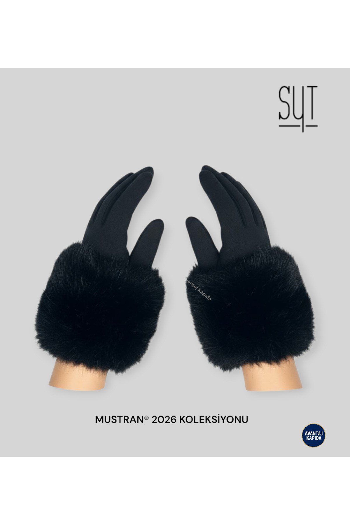 Syt Kadın Kürklü Kadife Dokulu Kışlık Eldiven | Sıcak Tutucu Dokunmatik Premium Soft Model