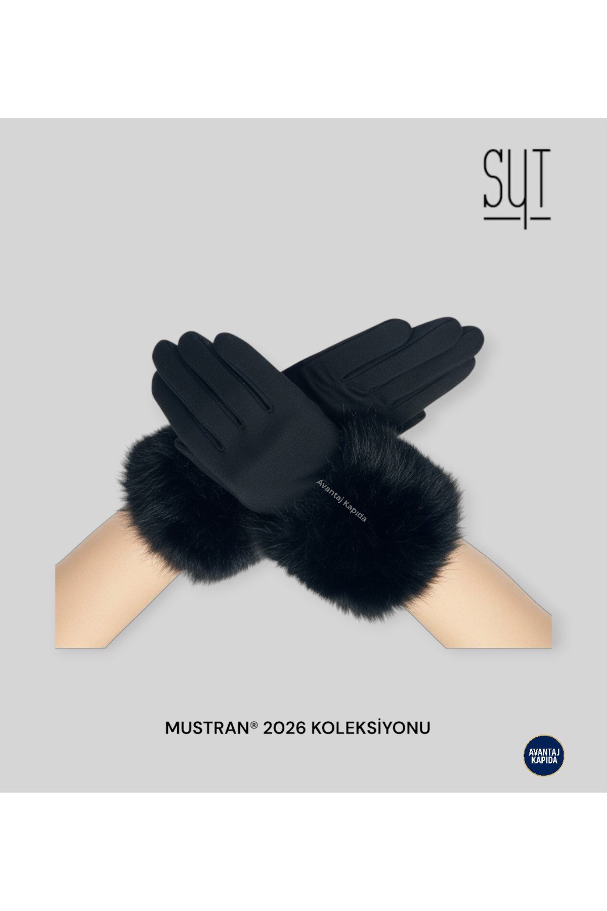 Syt Kadın Kürklü Kadife Dokulu Kışlık Eldiven | Sıcak Tutucu Dokunmatik Premium Soft Model
