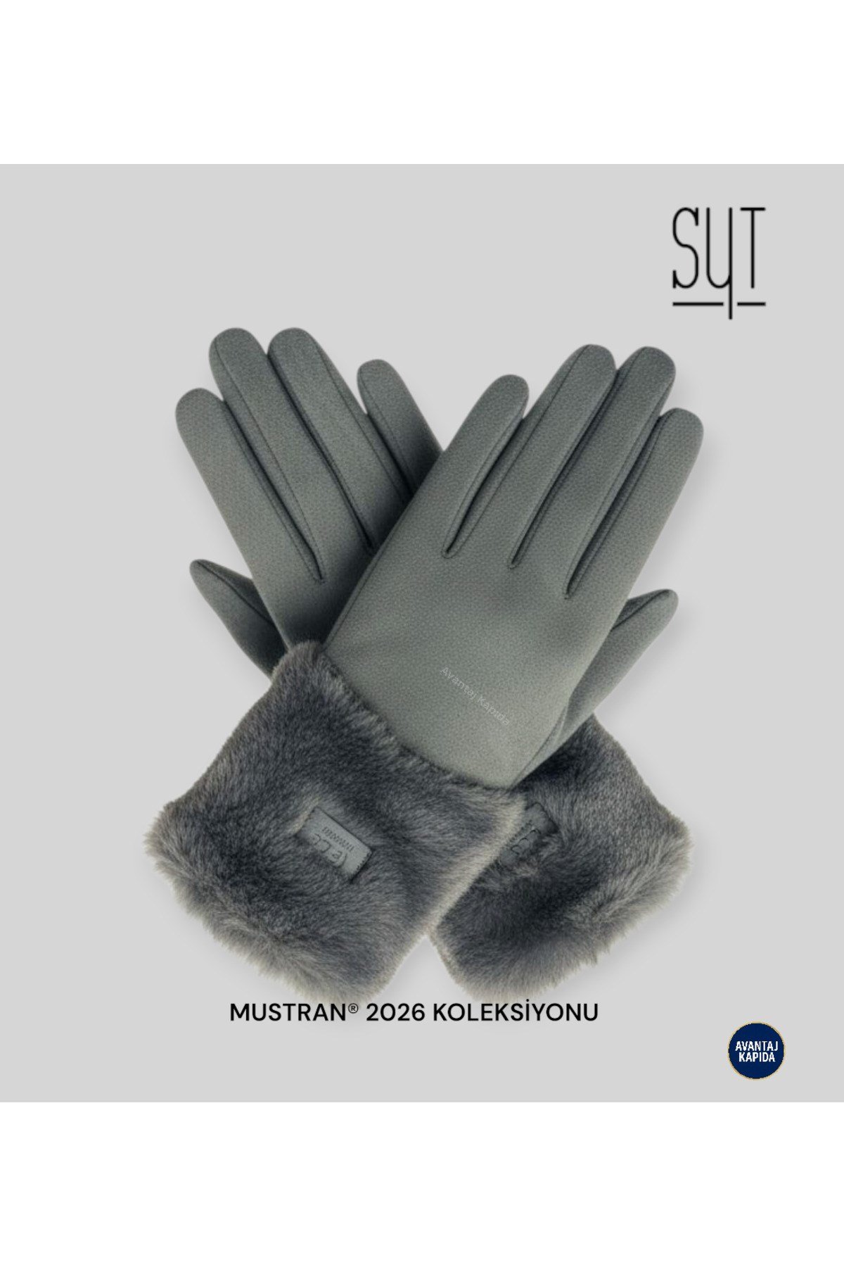 Syt Kadın Kürklü Kadife Dokulu Kışlık Eldiven | Sıcak Tutucu Dokunmatik Premium Soft Model