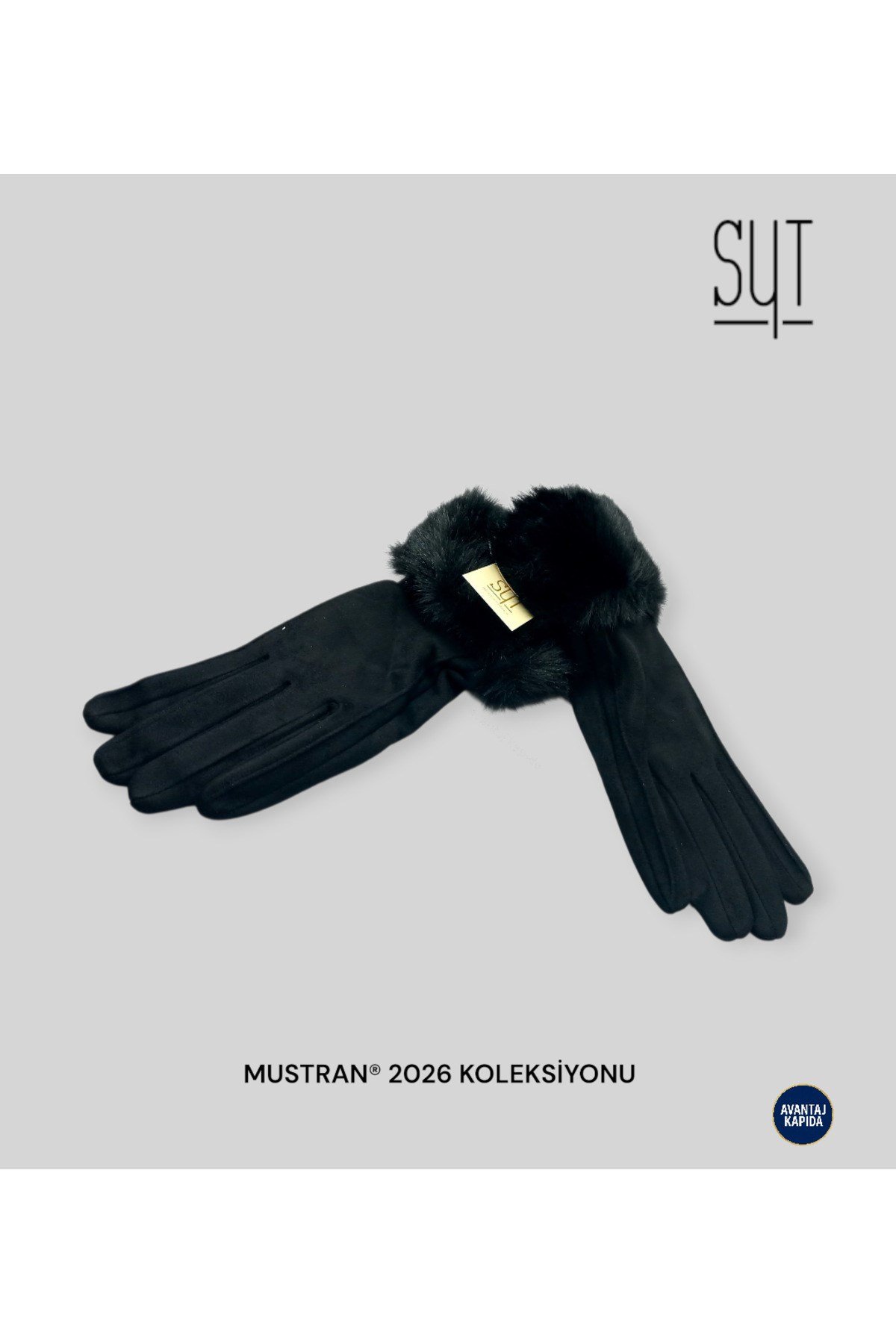 Syt Kadın Kürklü Kadife Dokulu Kışlık Eldiven | Sıcak Tutucu Dokunmatik Premium Soft Model