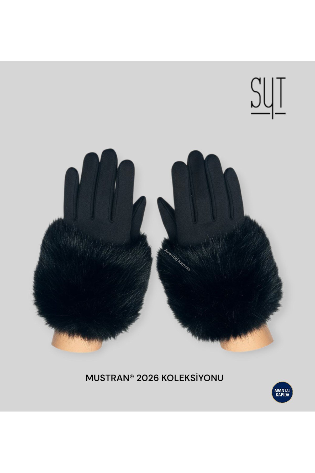 Syt Kadın Kürklü Kadife Dokulu Kışlık Eldiven | Sıcak Tutucu Dokunmatik Premium Soft Model