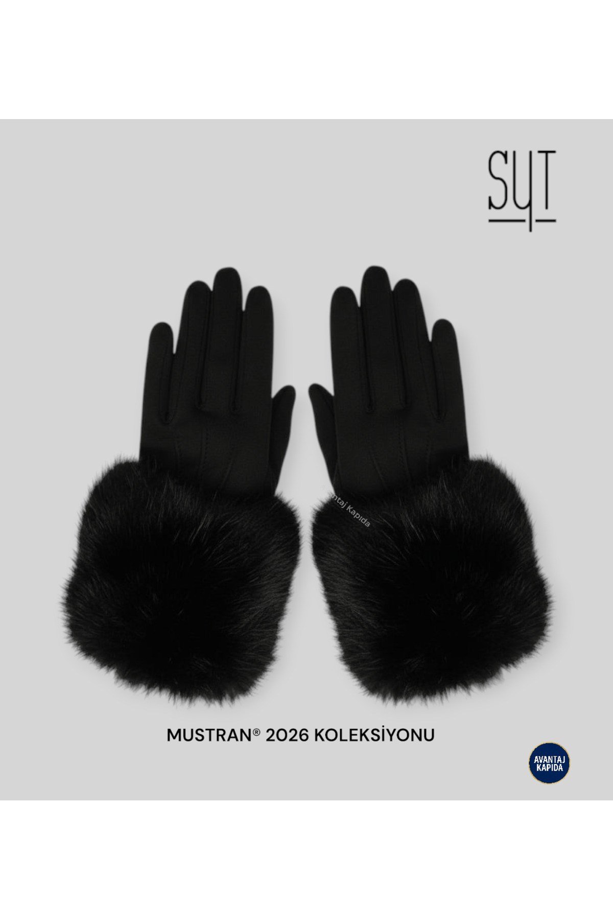 Syt Kadın Kürklü Kadife Dokulu Kışlık Eldiven | Sıcak Tutucu Dokunmatik Premium Soft Model