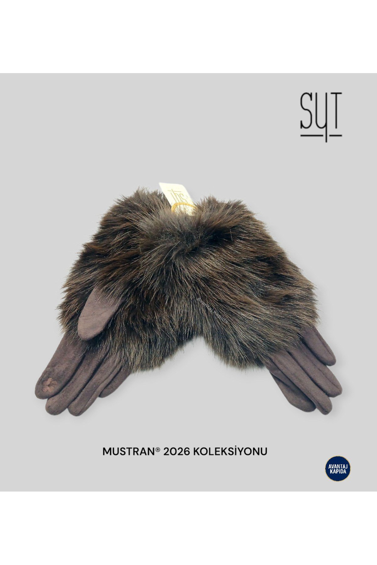 Syt Kadın Kürklü Kadife Dokulu Kışlık Eldiven | Sıcak Tutucu Dokunmatik Premium Soft Model