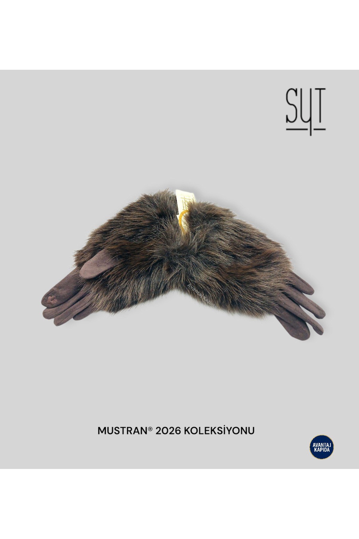 Syt Kadın Kürklü Kadife Dokulu Kışlık Eldiven | Sıcak Tutucu Dokunmatik Premium Soft Model