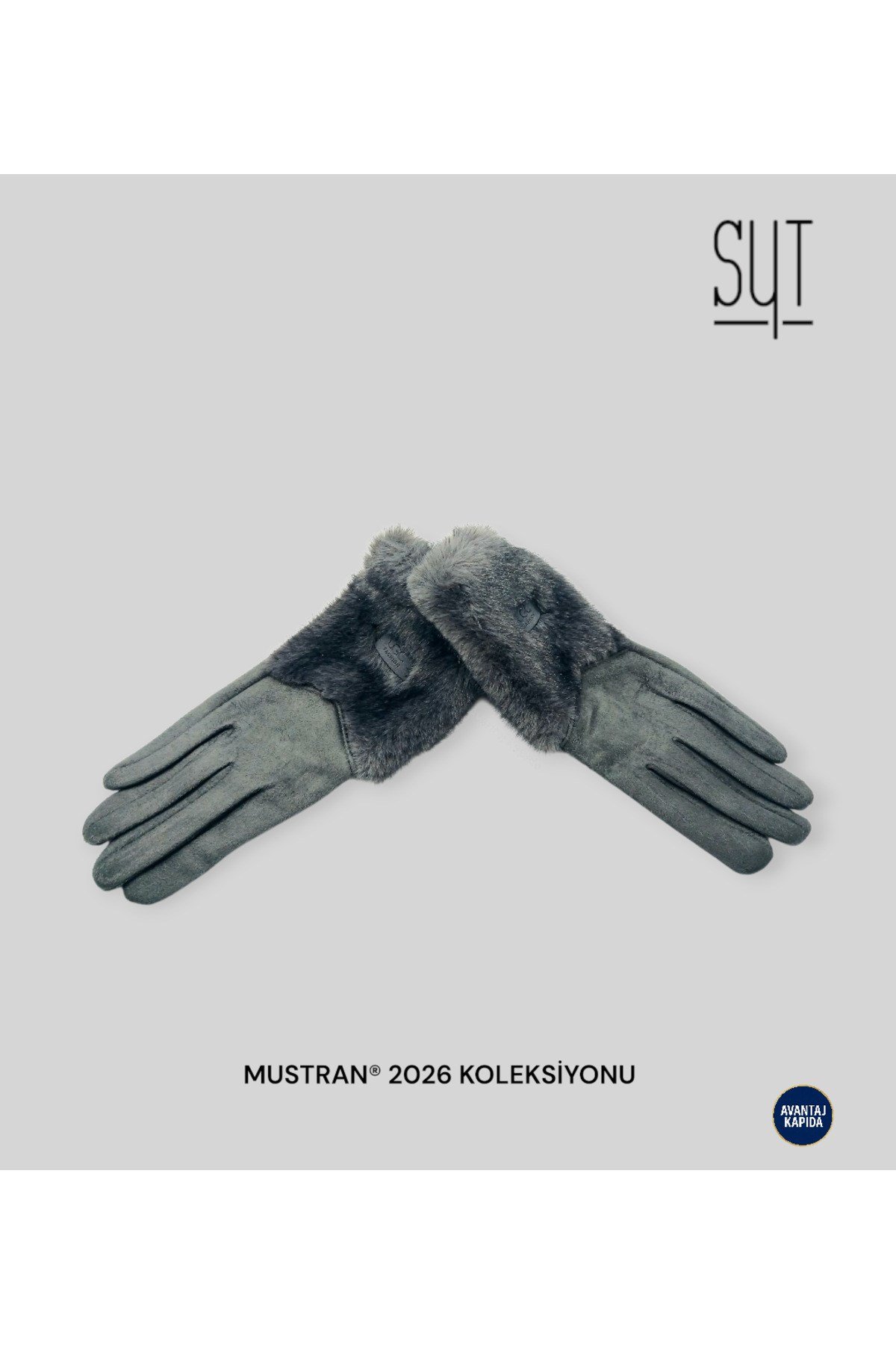 Syt Kadın Kürklü Kadife Dokulu Kışlık Eldiven | Sıcak Tutucu Dokunmatik Premium Soft Model