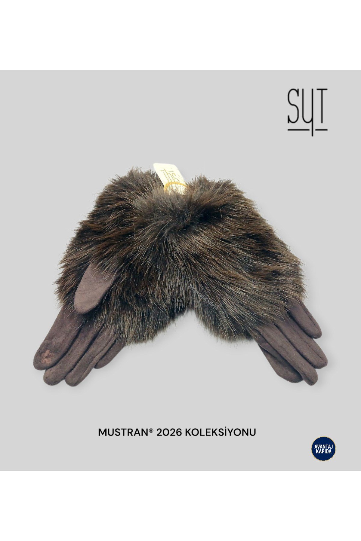 Syt Kadın Kürklü Kadife Dokulu Kışlık Eldiven | Sıcak Tutucu Dokunmatik Premium Soft Model