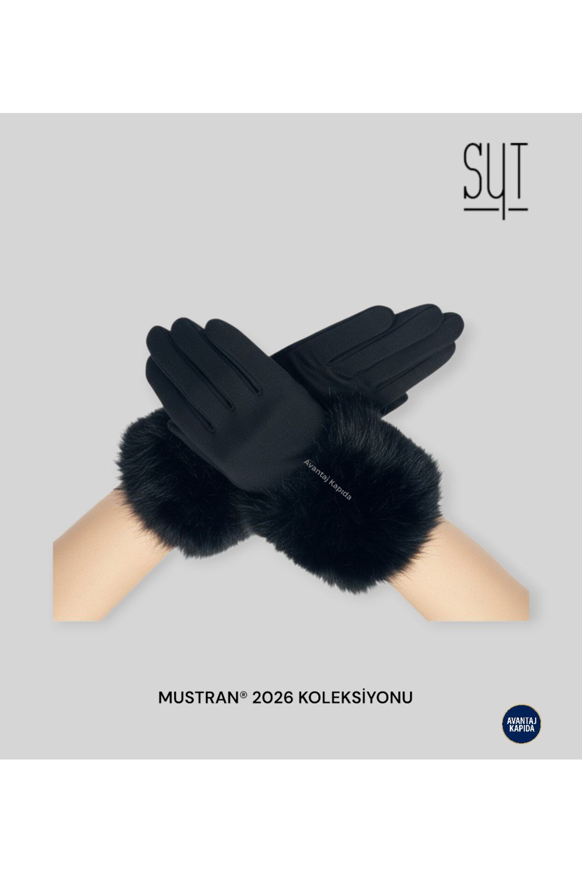 Syt Kadın Kürklü Kadife Dokulu Kışlık Eldiven | Sıcak Tutucu Dokunmatik Premium Soft Model