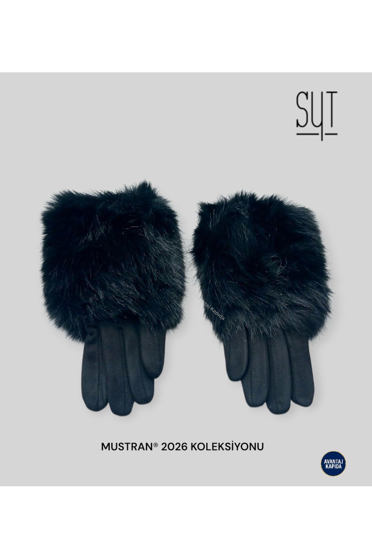 Syt Kadın Kürklü Kadife Dokulu Kışlık Eldiven | Sıcak Tutucu Dokunmatik Premium Soft Model