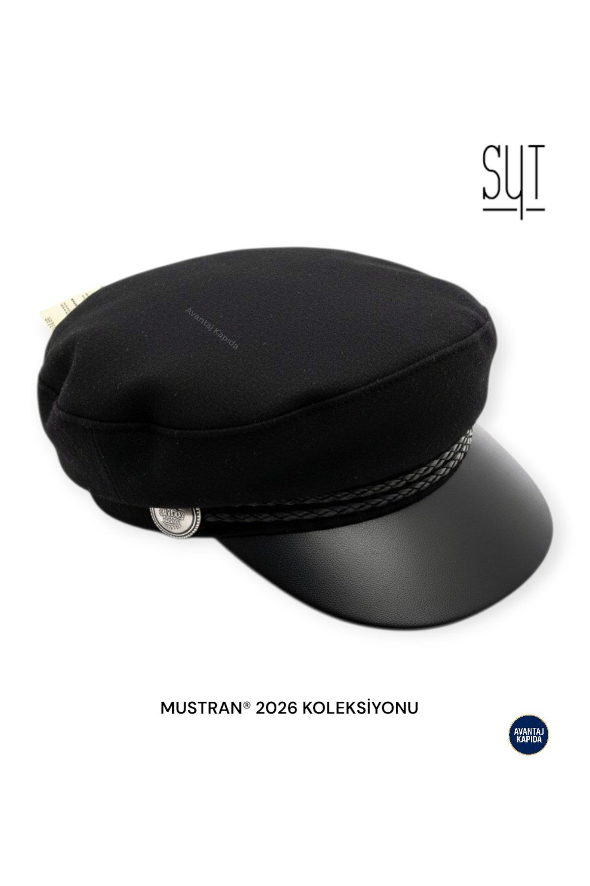 Syt Kaptan Model Deri Vizörlü Kumaş Şapka | Ayarlanabilir Unisex Premium Tasarım
