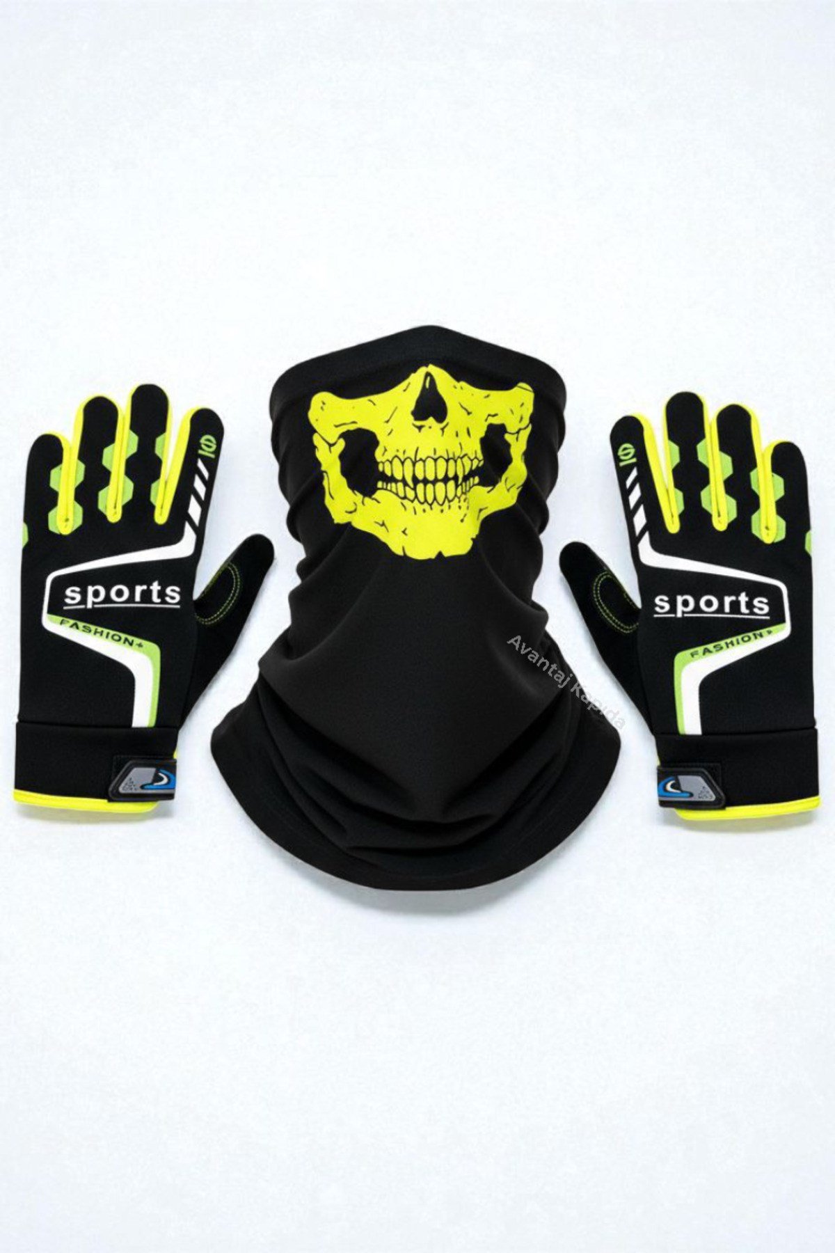 Tactical Skull 2’li Kışlık Motosiklet Eldiveni L-XL ve Balaklava Maske Seti Rüzgar Geçirez Kaymaz
