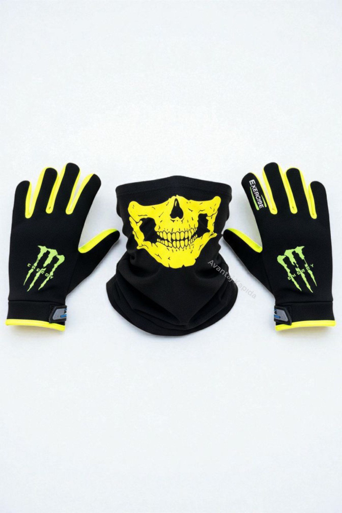 Tactical Skull 2’li Kışlık Motosiklet Eldiveni L-XL ve Balaklava Maske Seti Rüzgar Geçirez Kaymaz