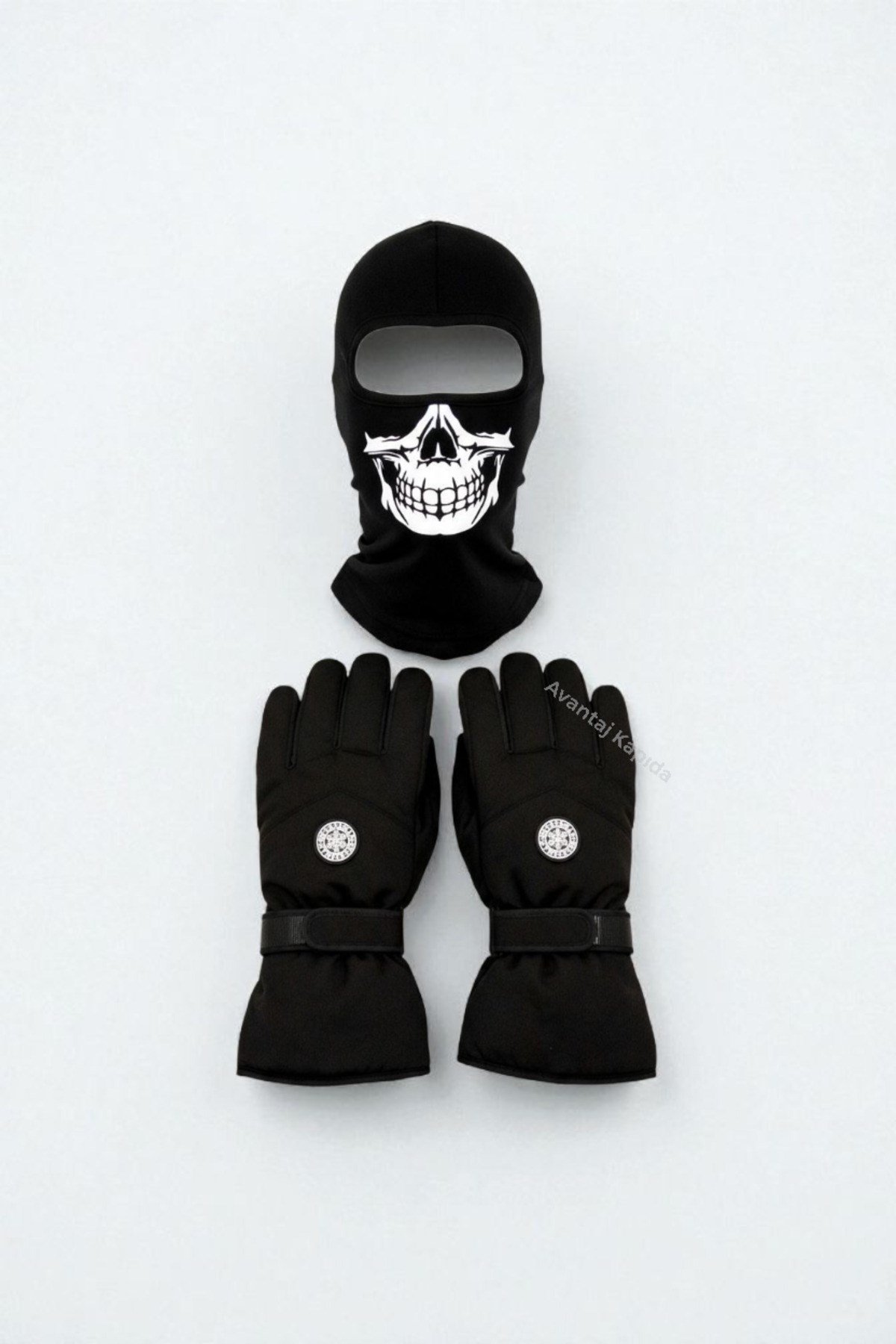 Tactical Skull 2’li Kışlık Motosiklet Eldiveni ve Balaklava Maske Seti