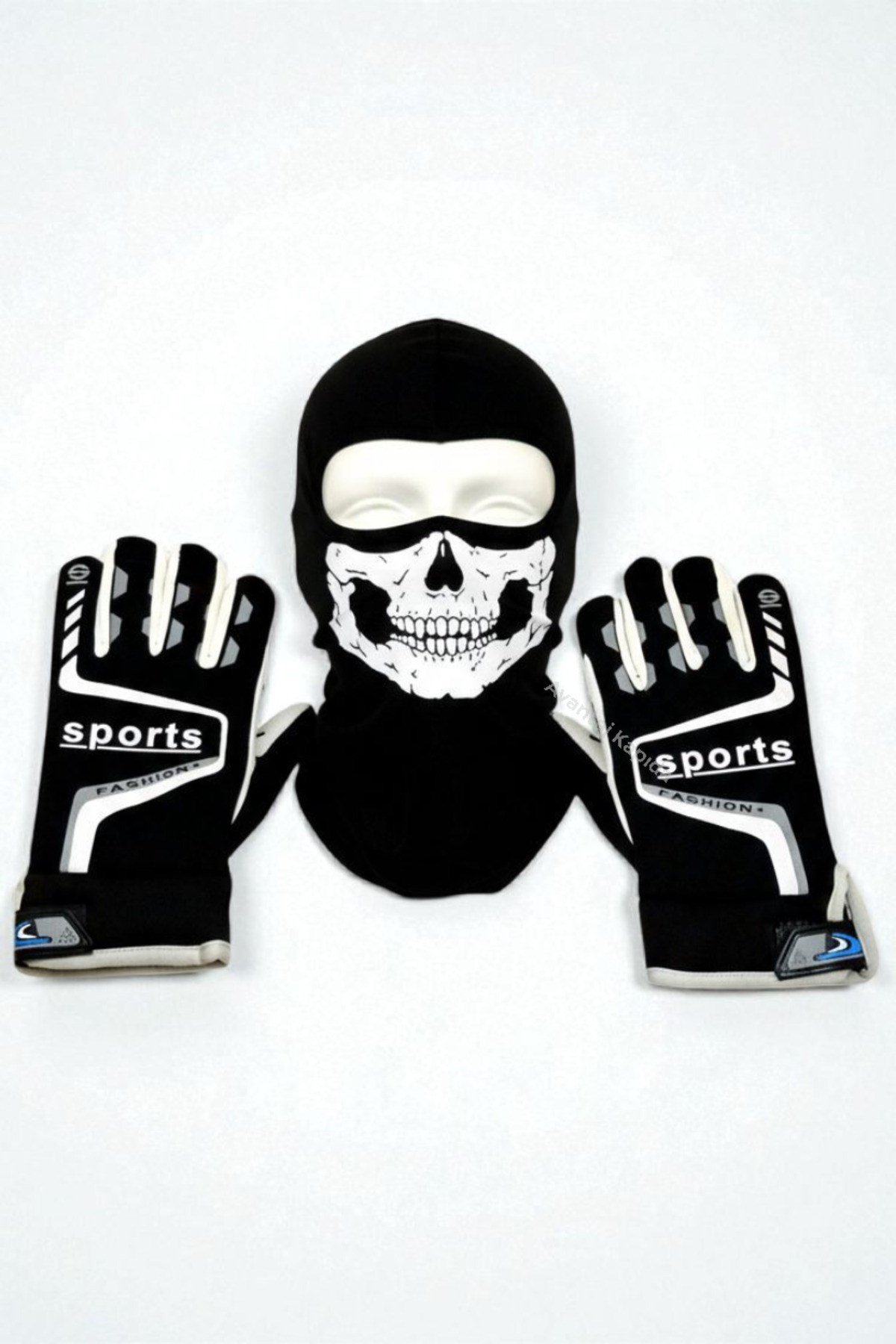 Tactical Skull 2’li Kışlık Motosiklet Eldiveni L-XL ve Balaklava maske Seti Kaymaz