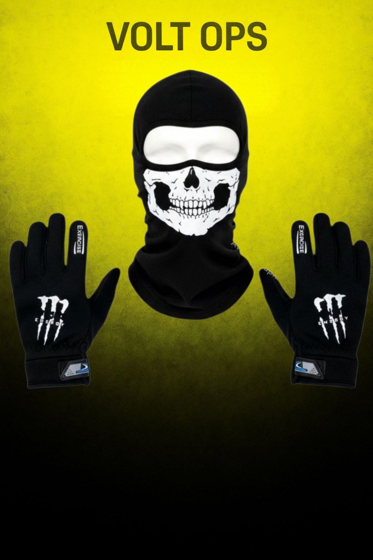 Tactical Skull 2’li Kışlık Motosiklet Eldiveni L-XL ve Balaklava Maske Seti Rüzgar Geçirez Kaymaz