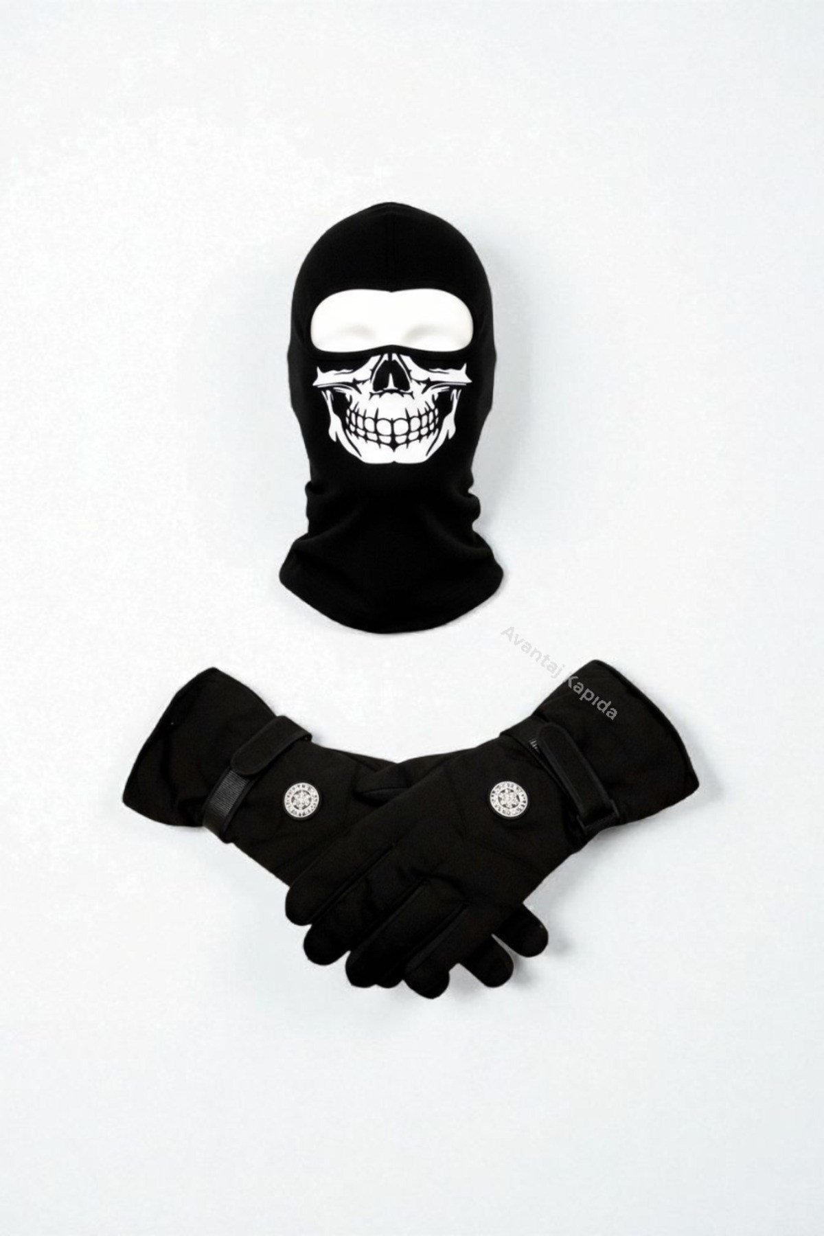 Tactical Skull 2’li Kışlık Motosiklet Eldiveni ve Balaklava Maske Seti