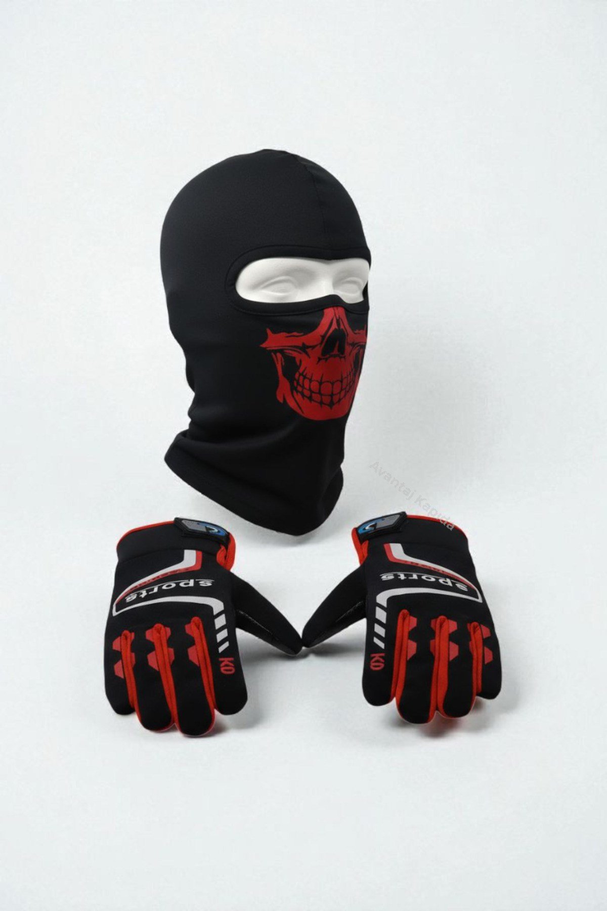Tactical skull 2’li kışlık motosiklet eldiveni L-XL ve balaklava maske seti – rüzgar geçirmez
