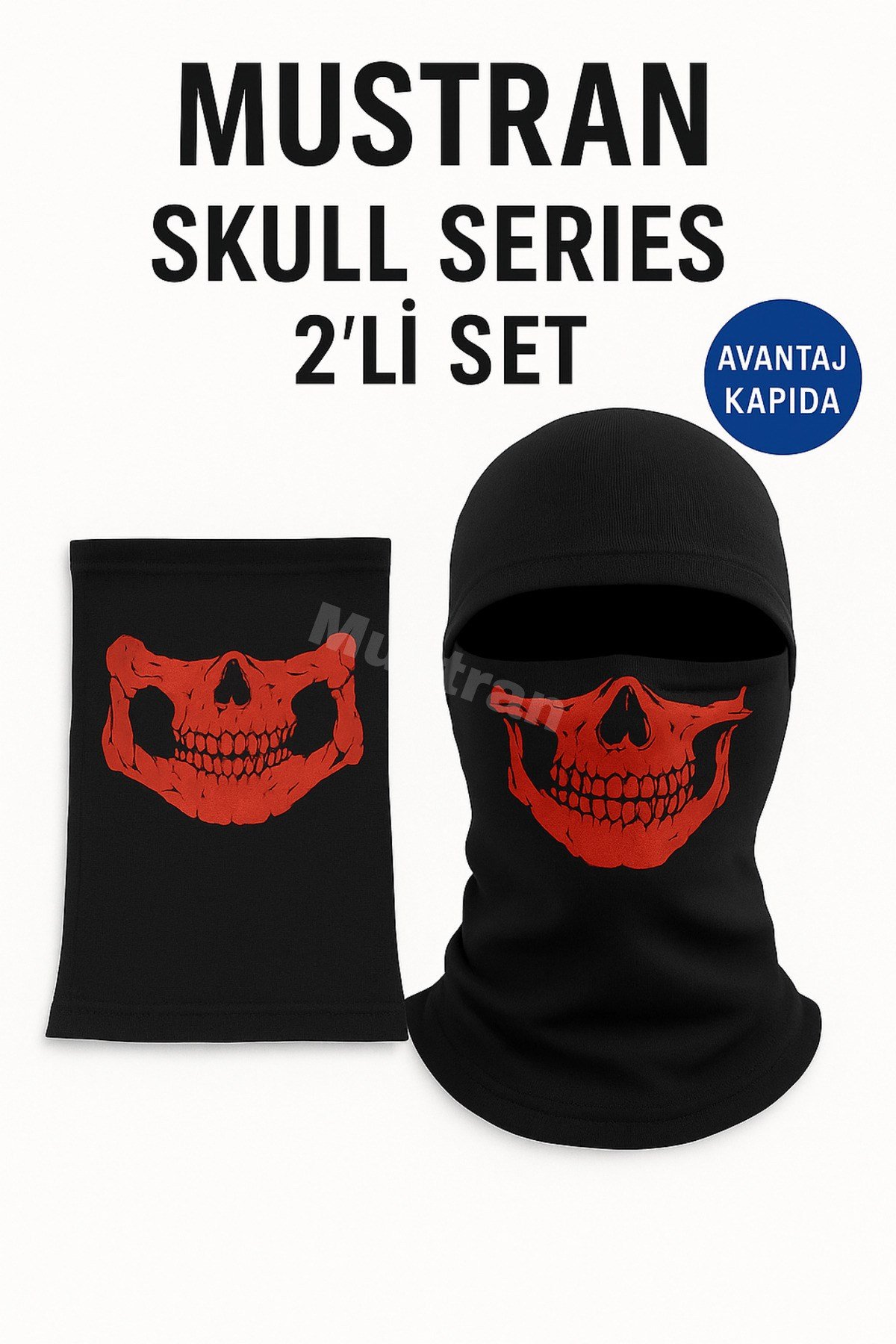 Tactical Skull 2’li Set – Balaklava + Boyunluk | Motorsiklet Kask Altı