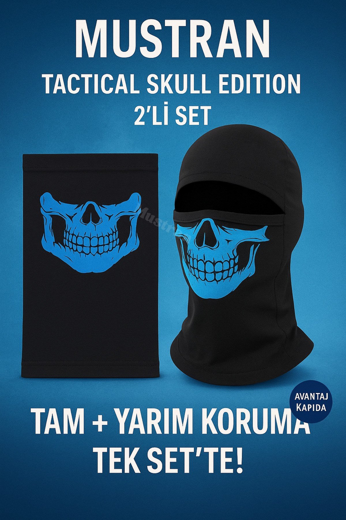 Tactical Skull 2’li Set – Balaklava + Boyunluk | Motorsiklet Kask Altı