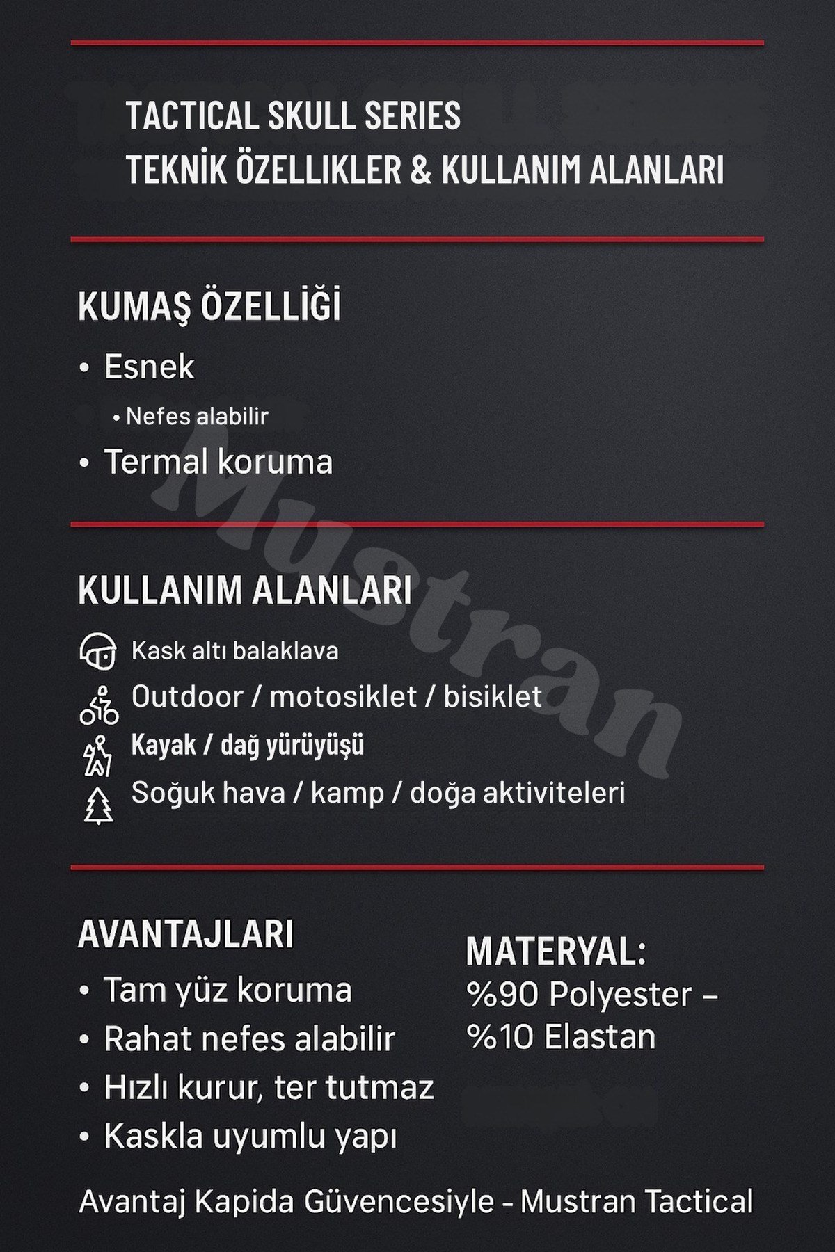 Tactical Skull Baskı Balaklava | Termal Kışlık Motosiklet Maskesi Kayak Kask Altı Unisex