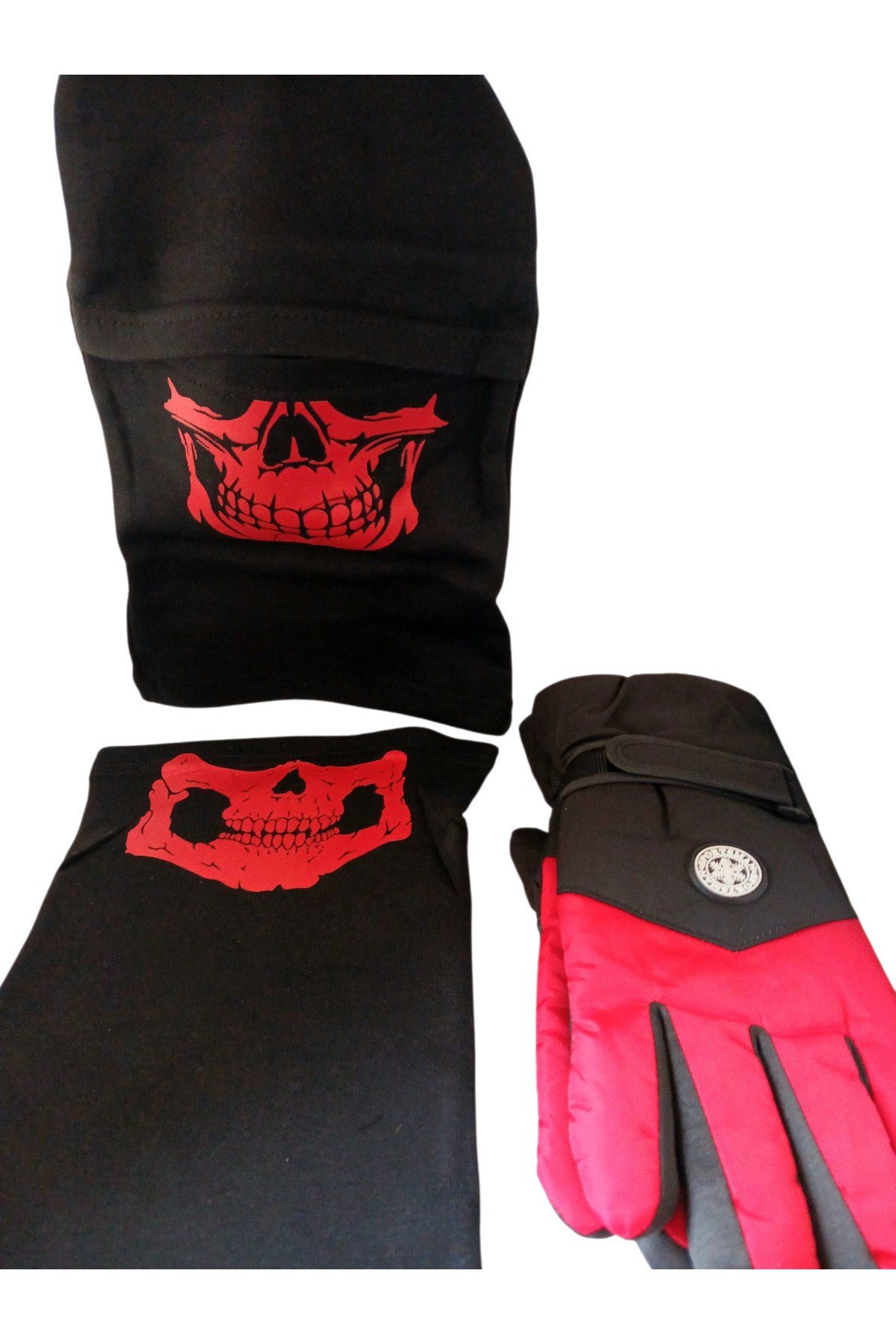Tactical Skull Blue Edition 3’lü Set – Eldiven L-XL + Boyunluk + Balaklava motosiklet eldiveni