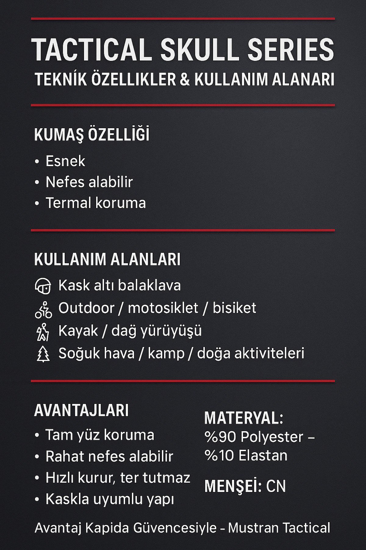 Tactical Skull Boyunluk | Termal Kışlık Unisex Yüz ve Boyun Koruma Maske Outdoor Kar motor