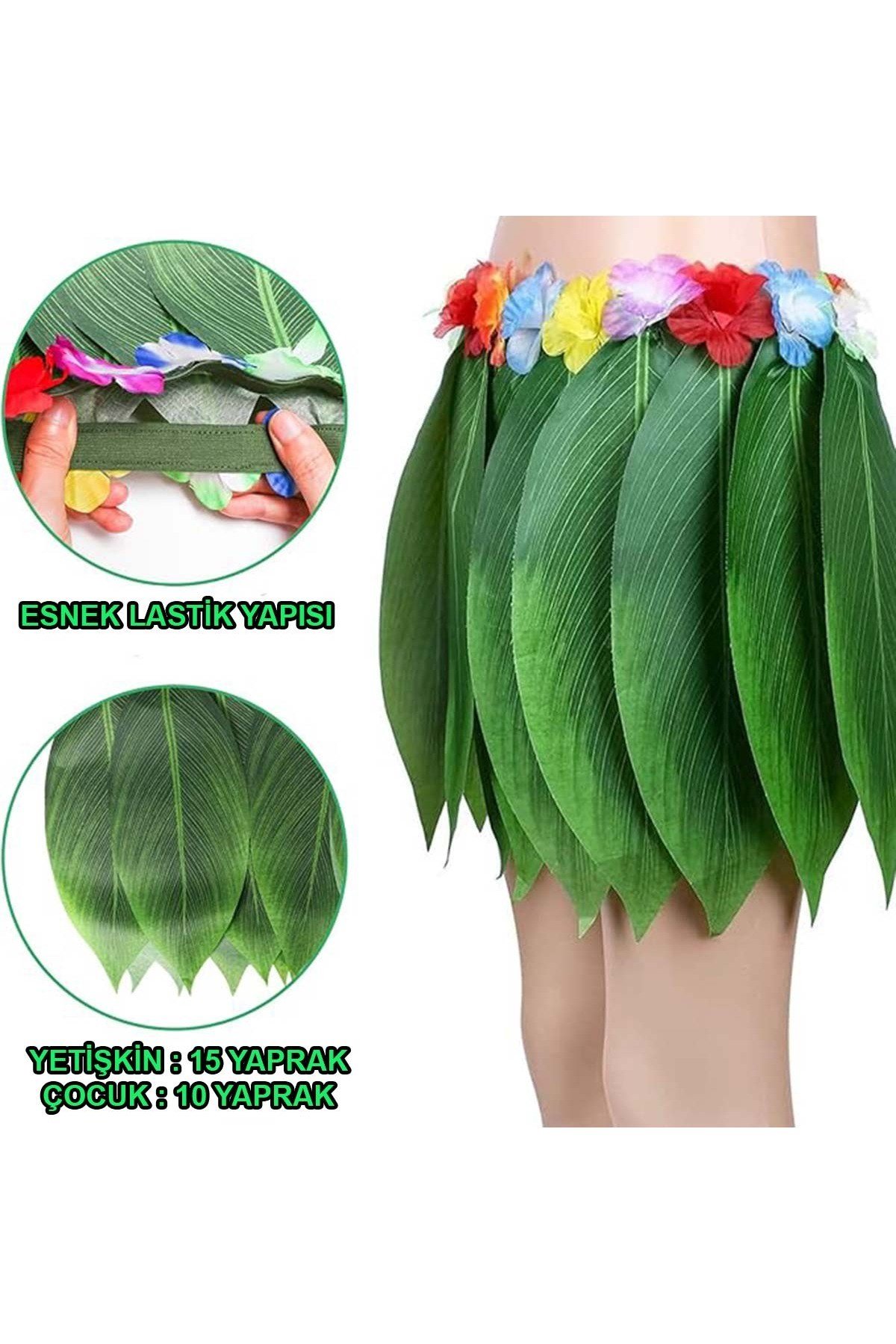 Tropikal Esintili Hawaii Yapraklı Parti Eteği Çocuk Boy