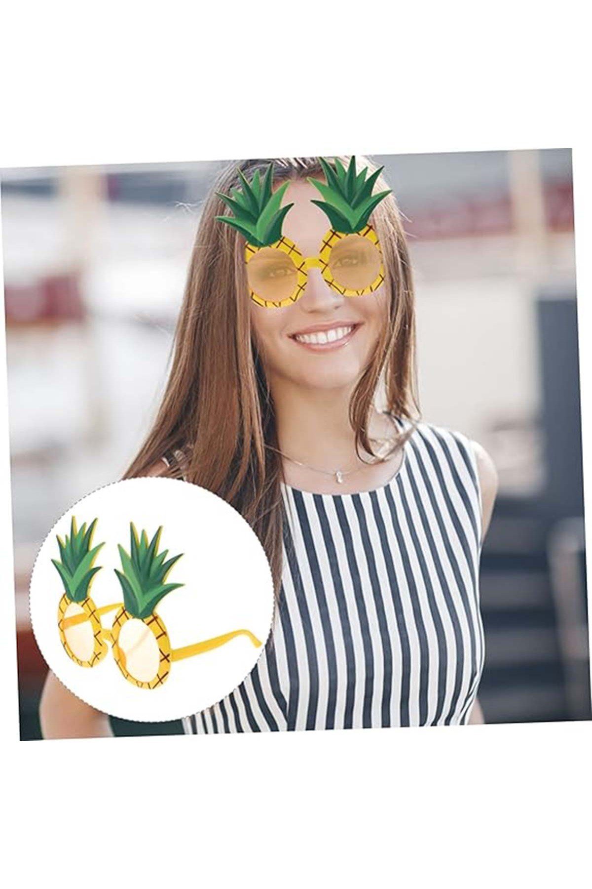 Tropikal Hawaii Ananas Şekilli Parti Gözlüğü 9.5 x 14 cm