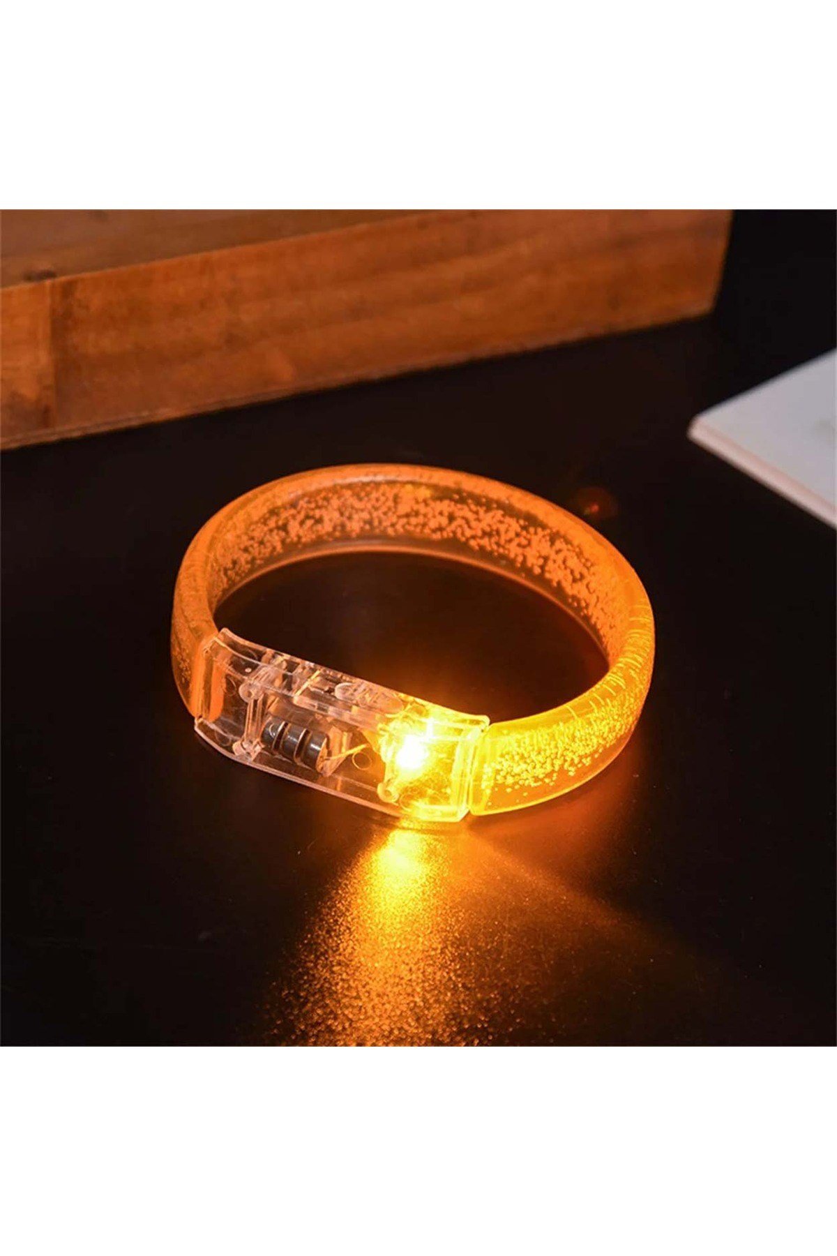 Turuncu Led Işıklı Baskı Yapılabilen Pilli Bileklik Bilezik 1,5 cm Genişlik