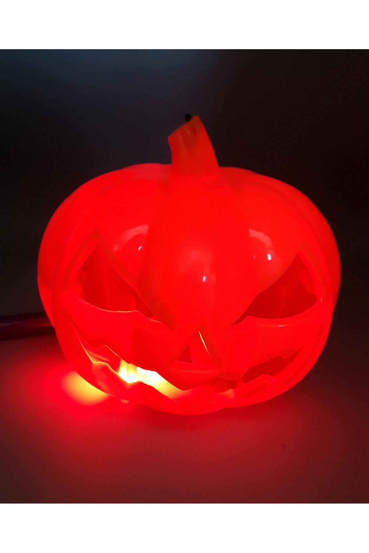 Turuncu Renk Led Işıklı ve Sesli Saplı Balkabağı Dekor Süs 40 cm