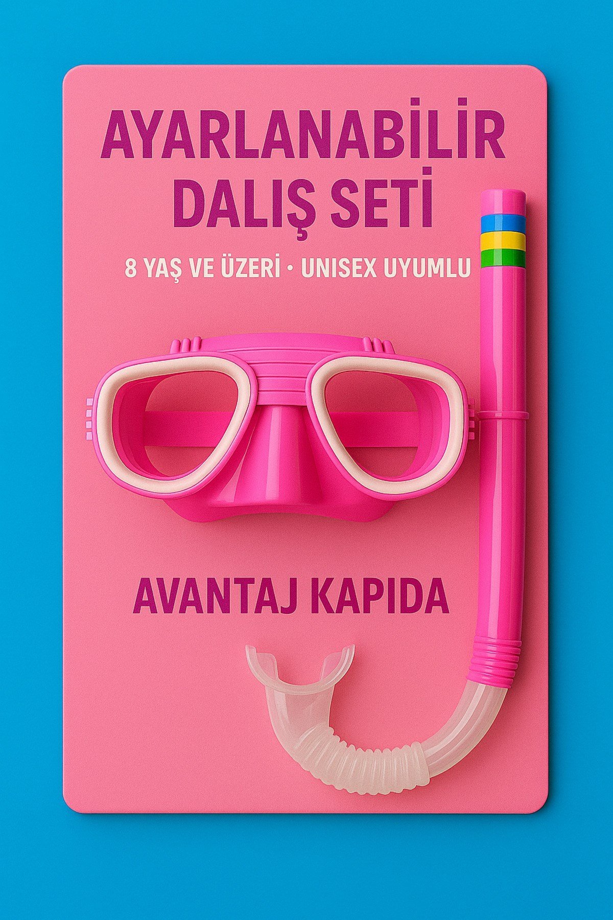 Unisex Dalış Seti Şnorkel & Gözlük Maske Tatil Havuz Deniz Yüzme 7 Yaş Ve Üzeri