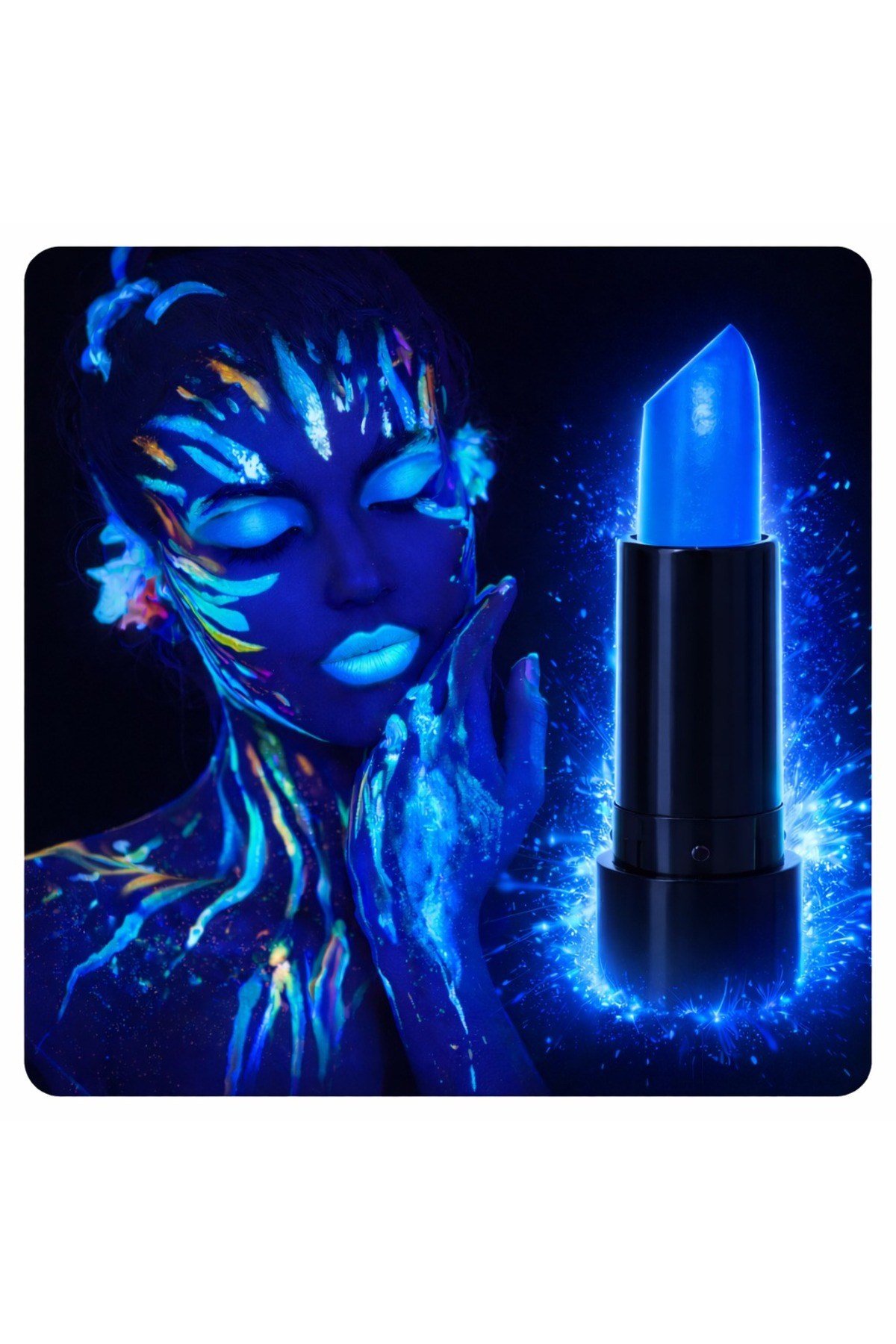 UV Neon Mavi Ruj – Karanlıkta Parlayan Makyaj Boyası