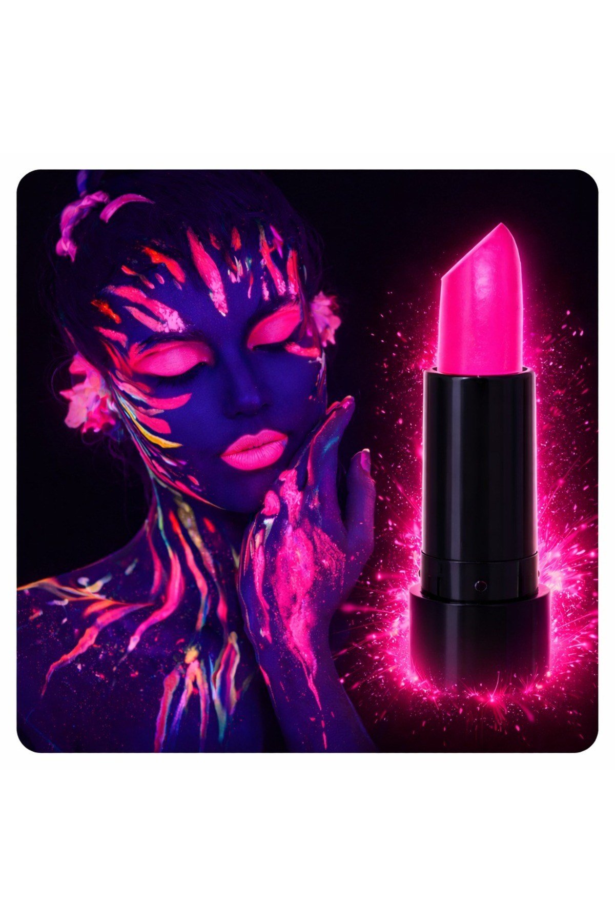 UV Neon Pembe Ruj – Karanlıkta Parlayan Makyaj Boyası
