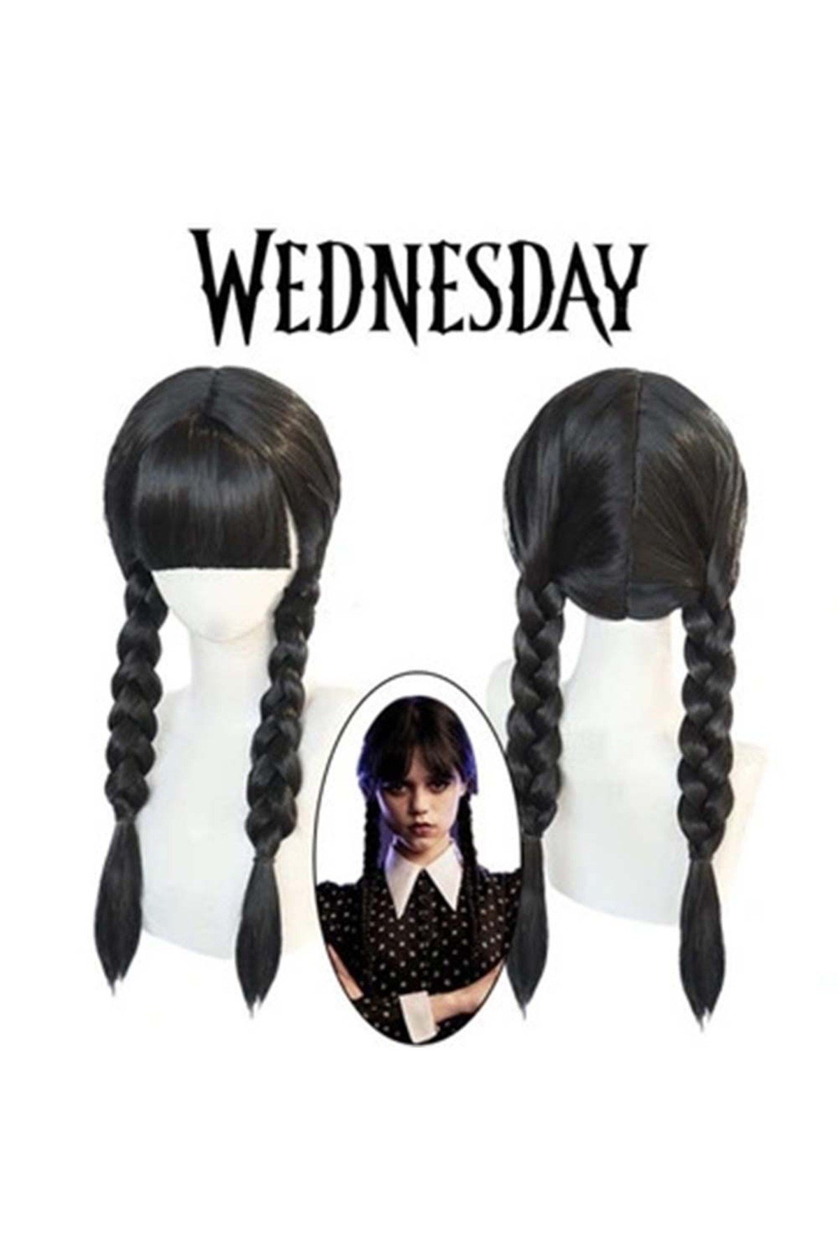 Wednesday Siyah Örgülü Peruk