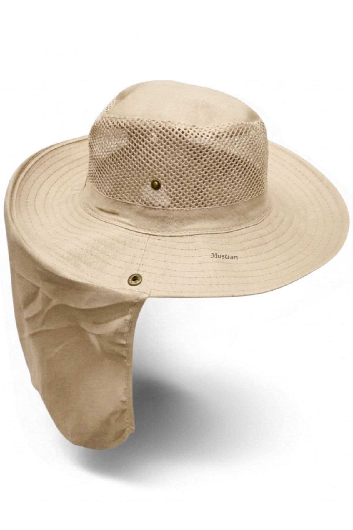 Yazlık Güneş Şapkası Fileli Safari Outdoor Balıkçı Şapkası Ense Korumalı Unisex – Krem