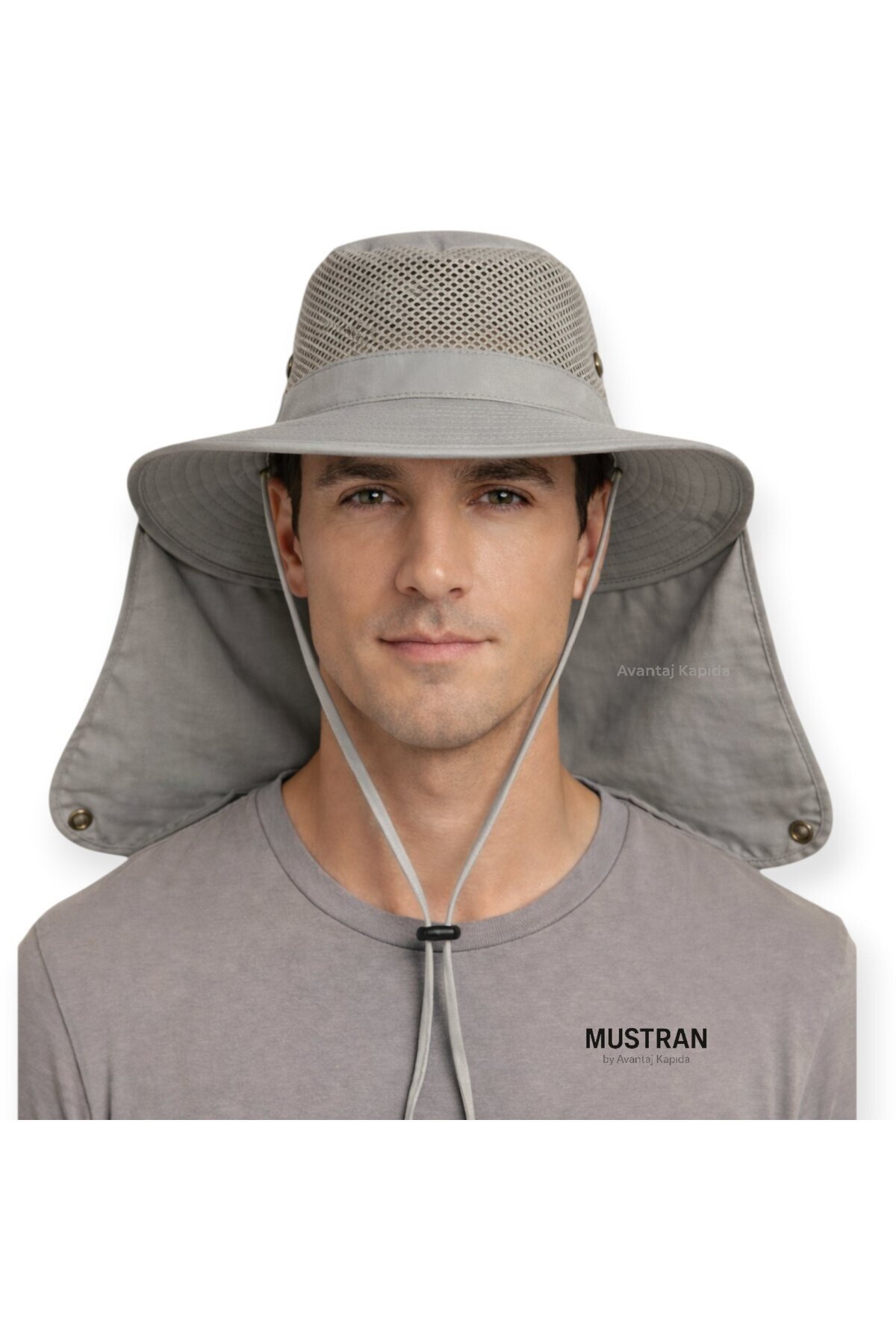 Yazlık Güneş Şapkası Fileli Safari Outdoor Balıkçı Şapkası Ense Korumalı Unisex – Krem