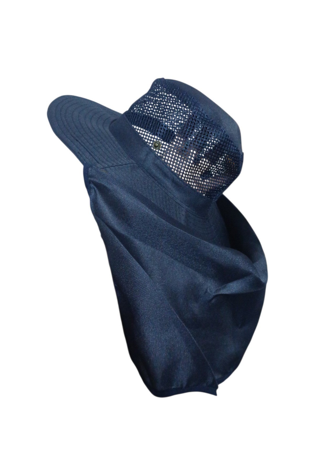 Yazlık Güneş Şapkası Güneş Korumalı Fileli Safari Outdoor Balıkçı Şapkası Ense Korumalı Unisex–Lacivert