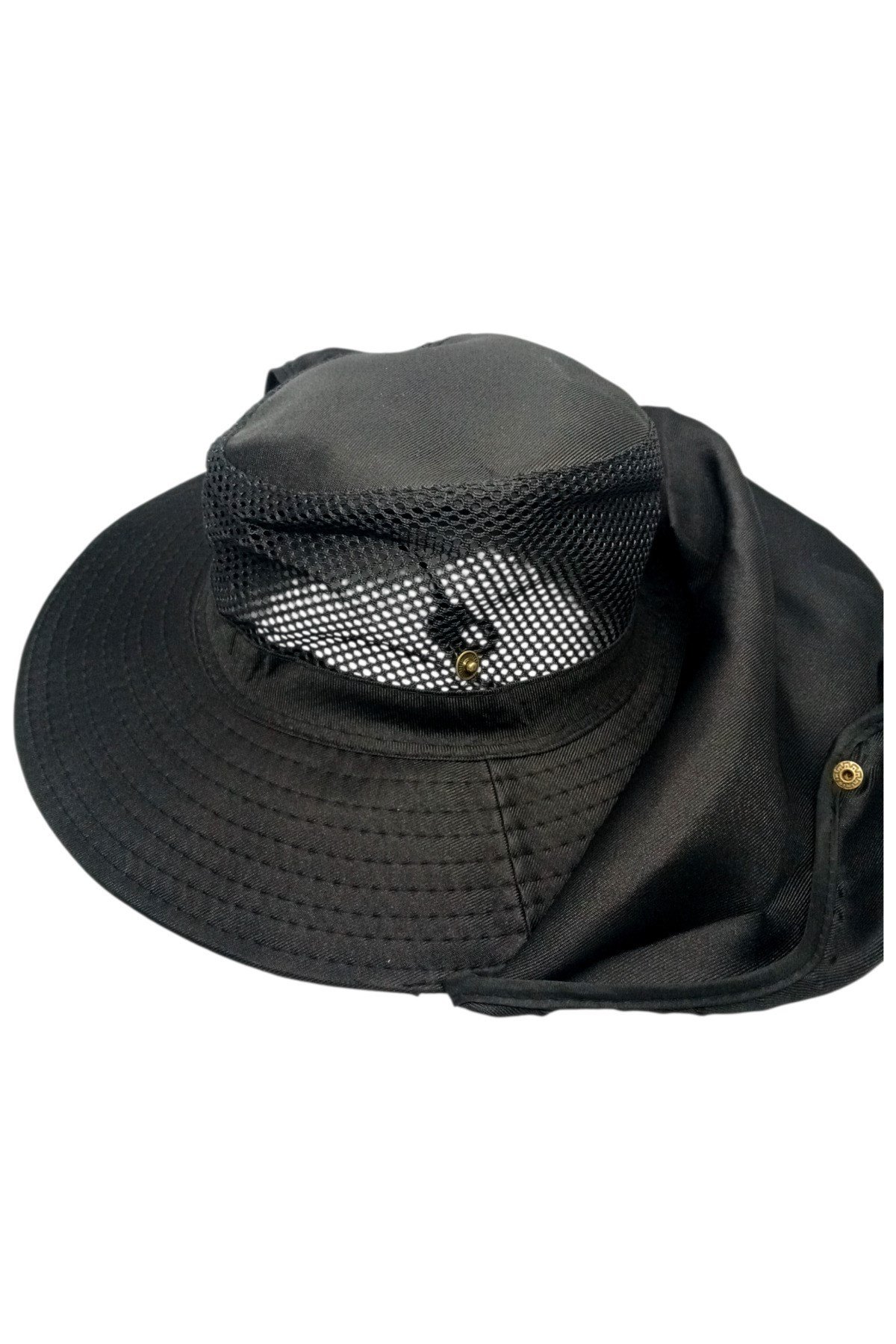 Yazlık Güneş Şapkası Güneş Korumalı Fileli Safari Outdoor Balıkçı Şapkası Ense Korumalı Unisex – Siyah