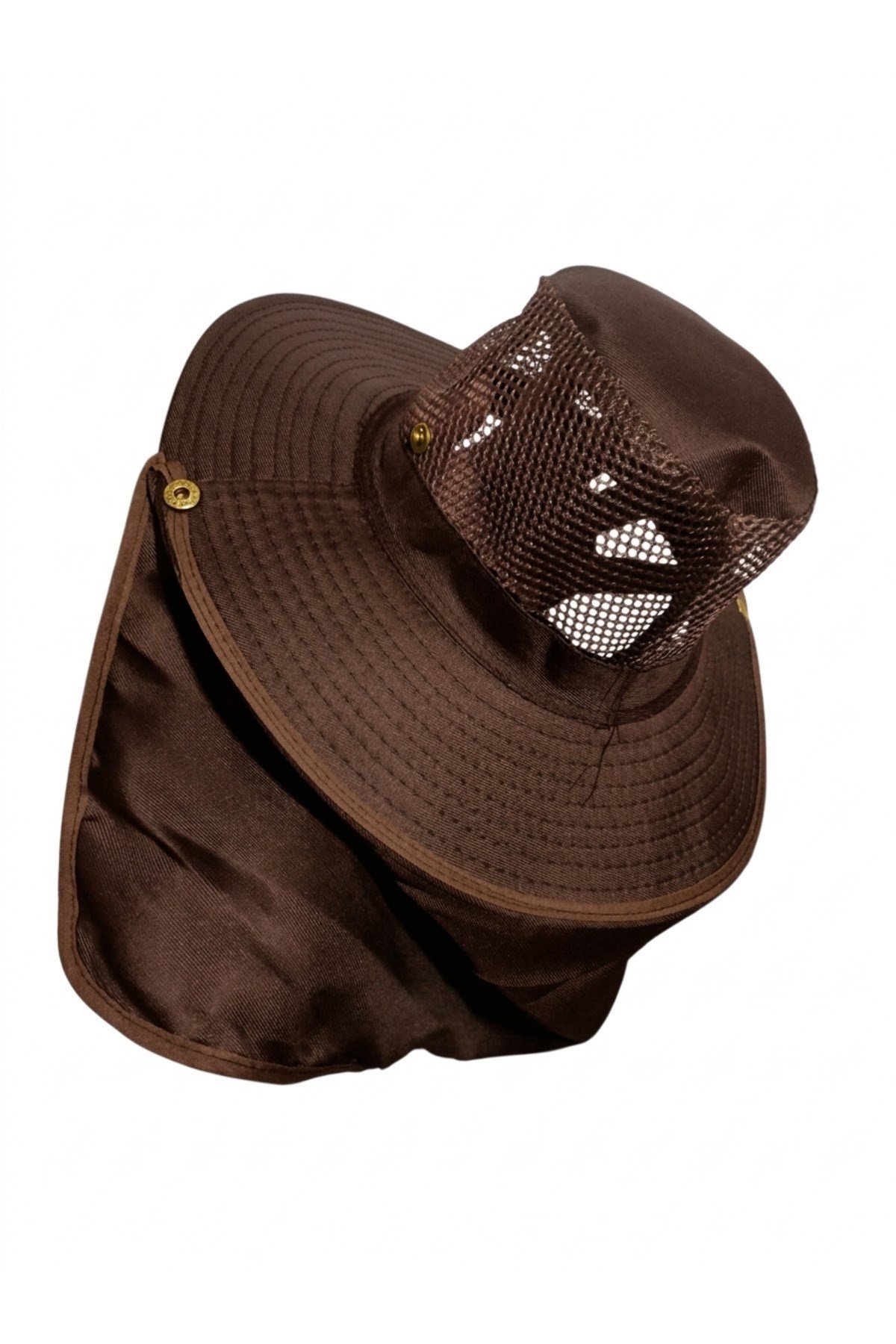 Yazlık Güneş Şapkası Korumalı Safari Outdoor Balıkçı Şapkası Ense Korumalı Unisex Kahverengi