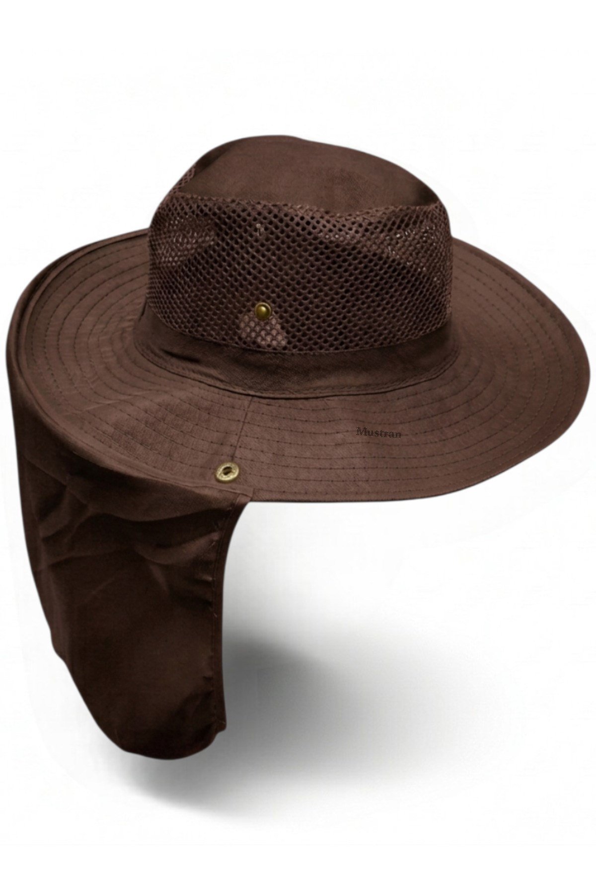 Yazlık Güneş Şapkası Korumalı Safari Outdoor Balıkçı Şapkası Ense Korumalı Unisex Kahverengi