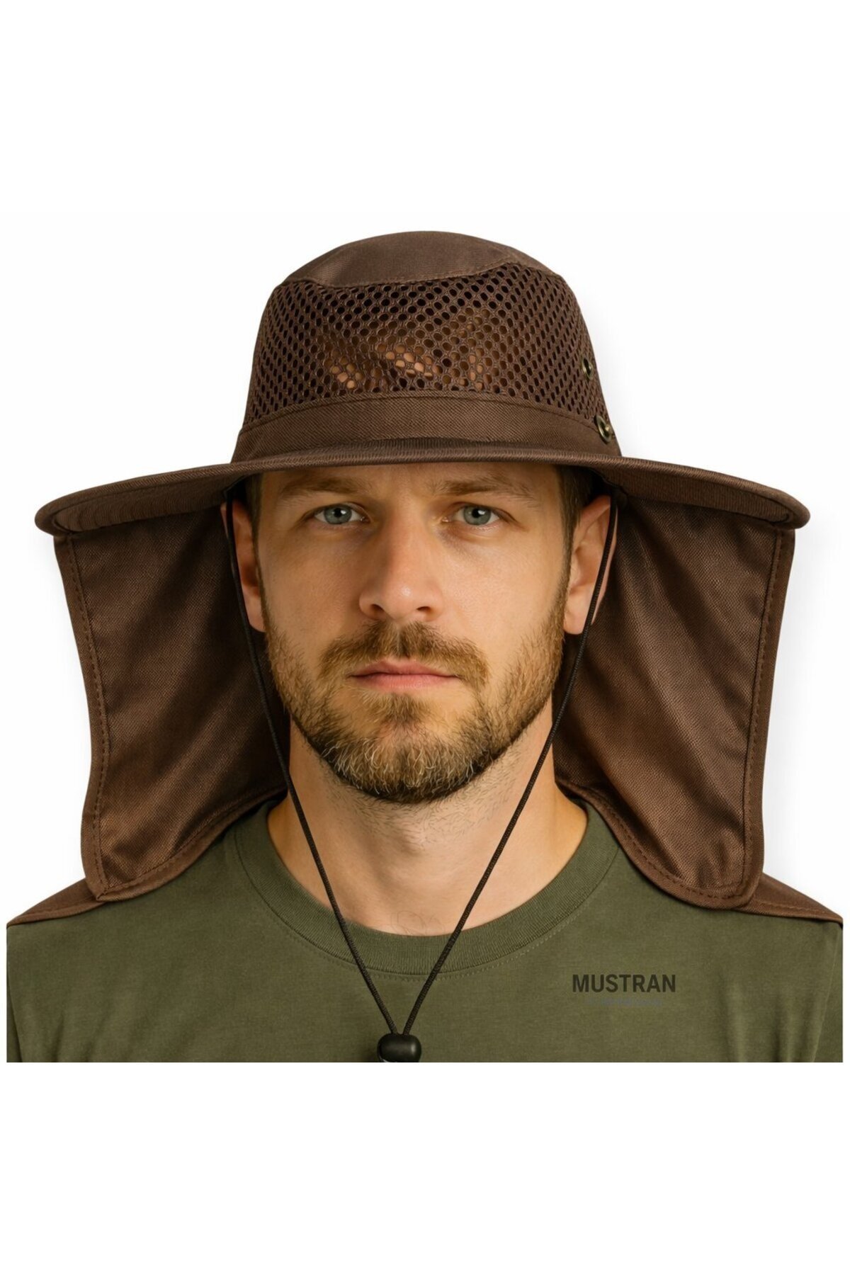 Yazlık Güneş Şapkası Korumalı Safari Outdoor Balıkçı Şapkası Ense Korumalı Unisex Kahverengi