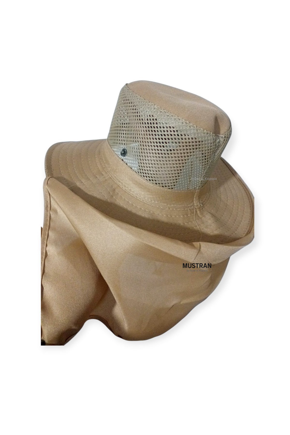 Yazlık Güneş Şapkası UV Korumalı Fileli Safari Outdoor Balıkçı Şapkası Ense Korumalı Unisex–Koyu Bej