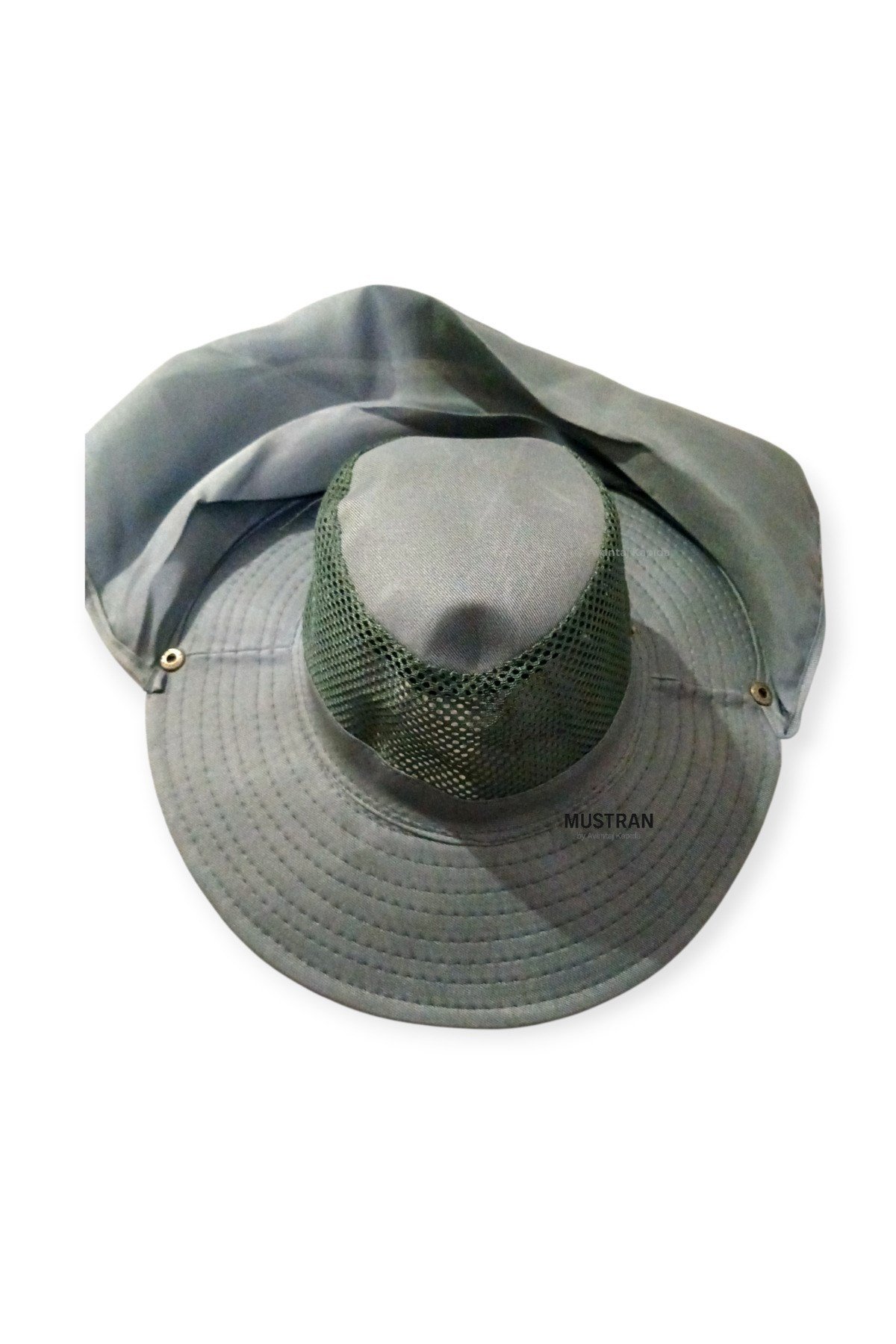 Yazlık Güneş Şapkası UV Korumalı Fileli Safari Outdoor Balıkçı Şapkası Ense Korumalı Unisex–Haki Gri