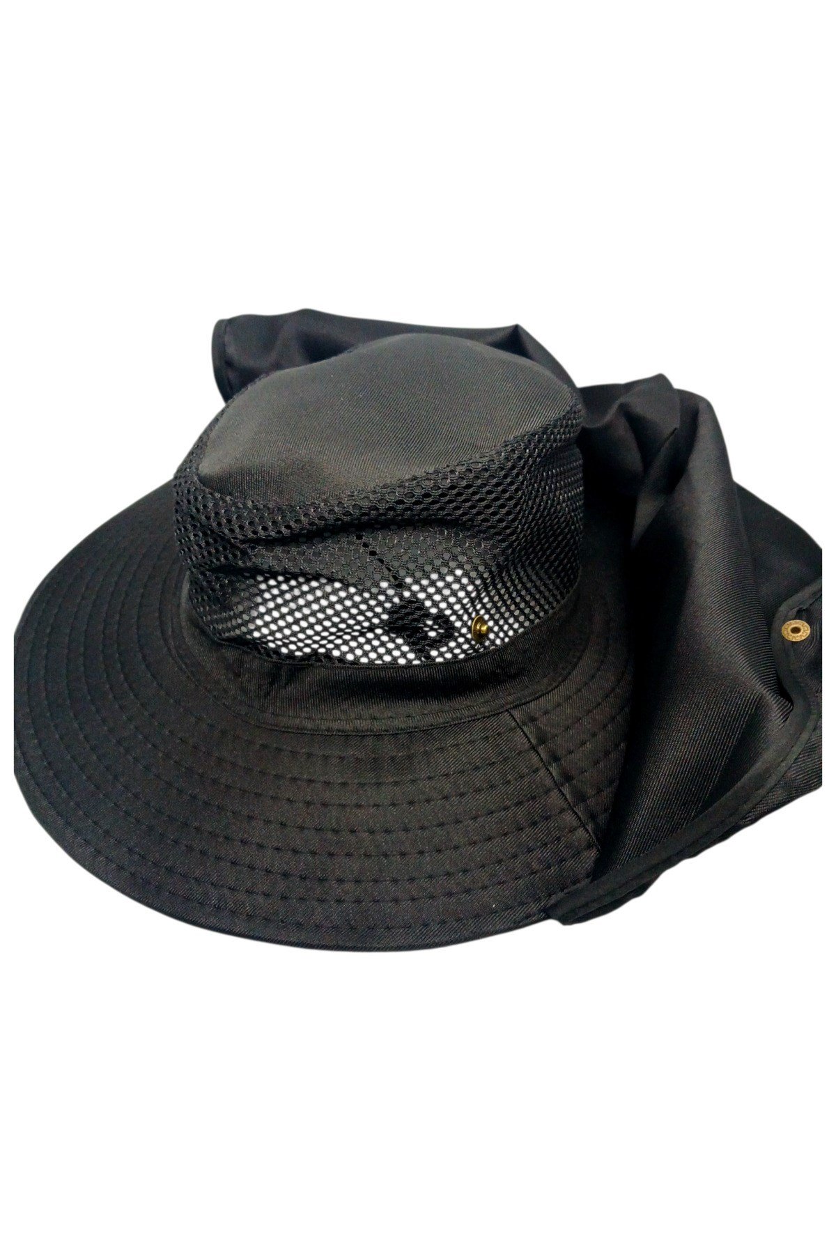 Yazlık Güneş Şapkası UV Korumalı Fileli Safari Outdoor Balıkçı Şapkası Ense Korumalı Unisex – Siyah