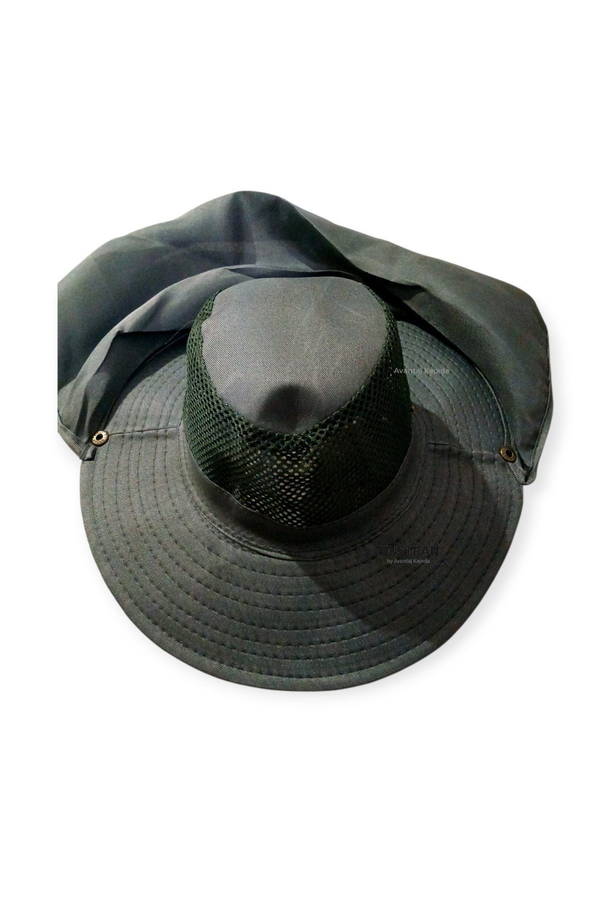 Yazlık Güneş Şapkası UV Korumalı Fileli Safari Outdoor Balıkçı Şapkası Ense Korumalı Unisex–Haki Gri
